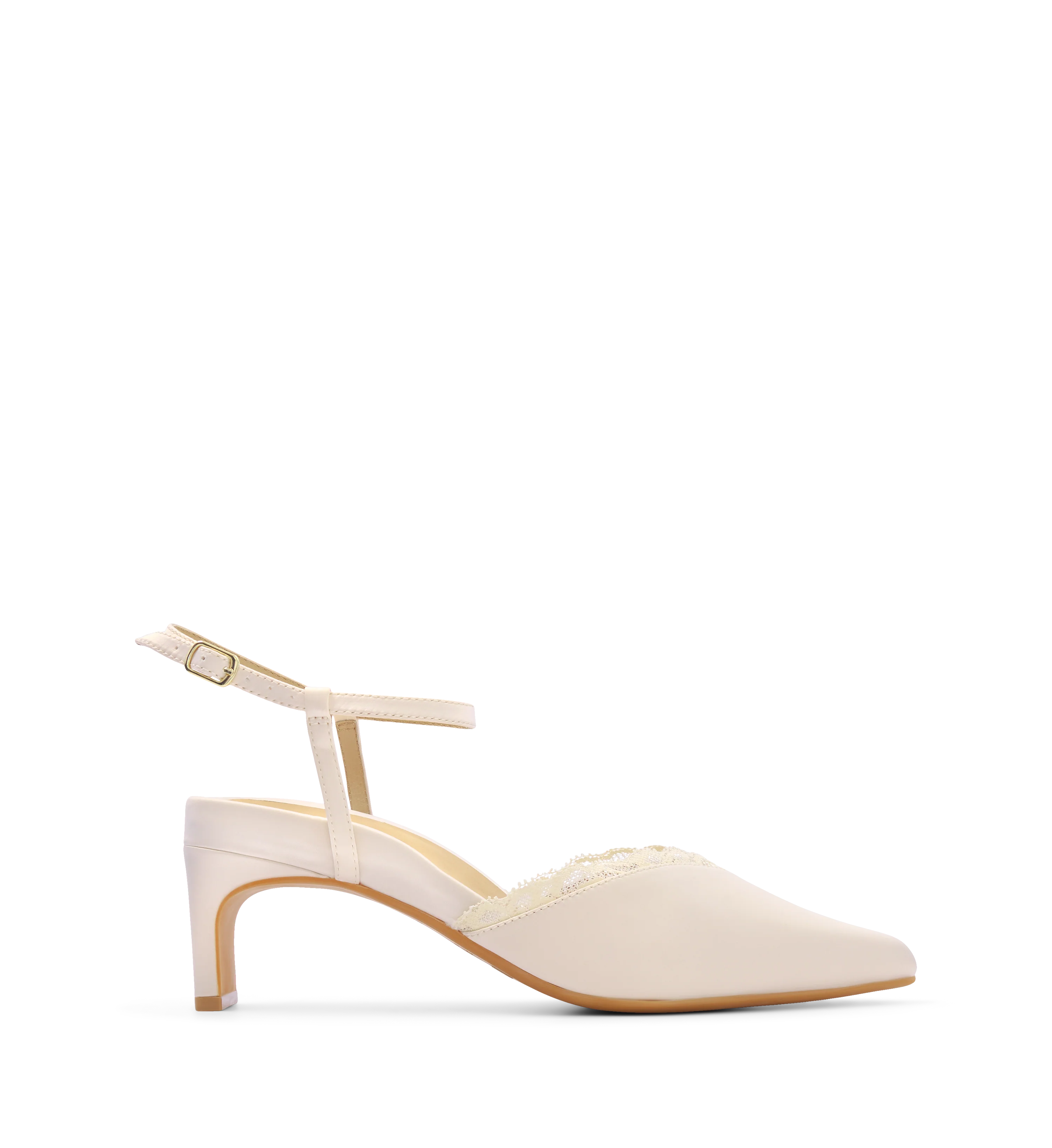 Whinchat Ivory Satin Low Heels
