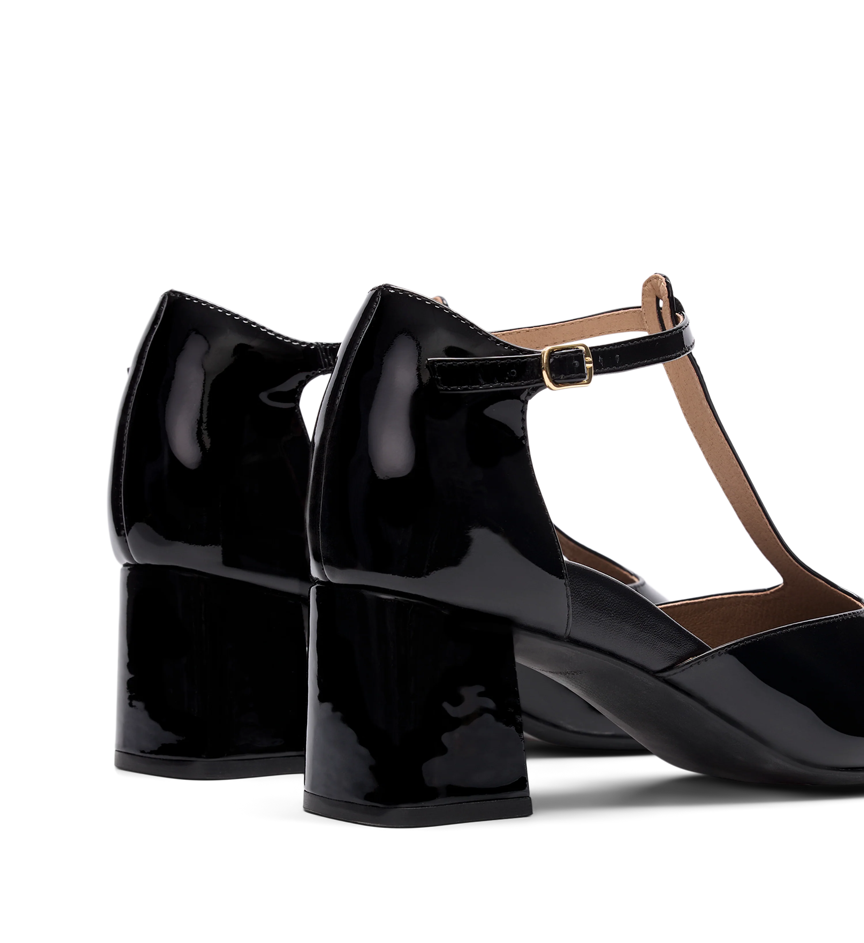 Grosbeak Black Patent Leather Low Heels