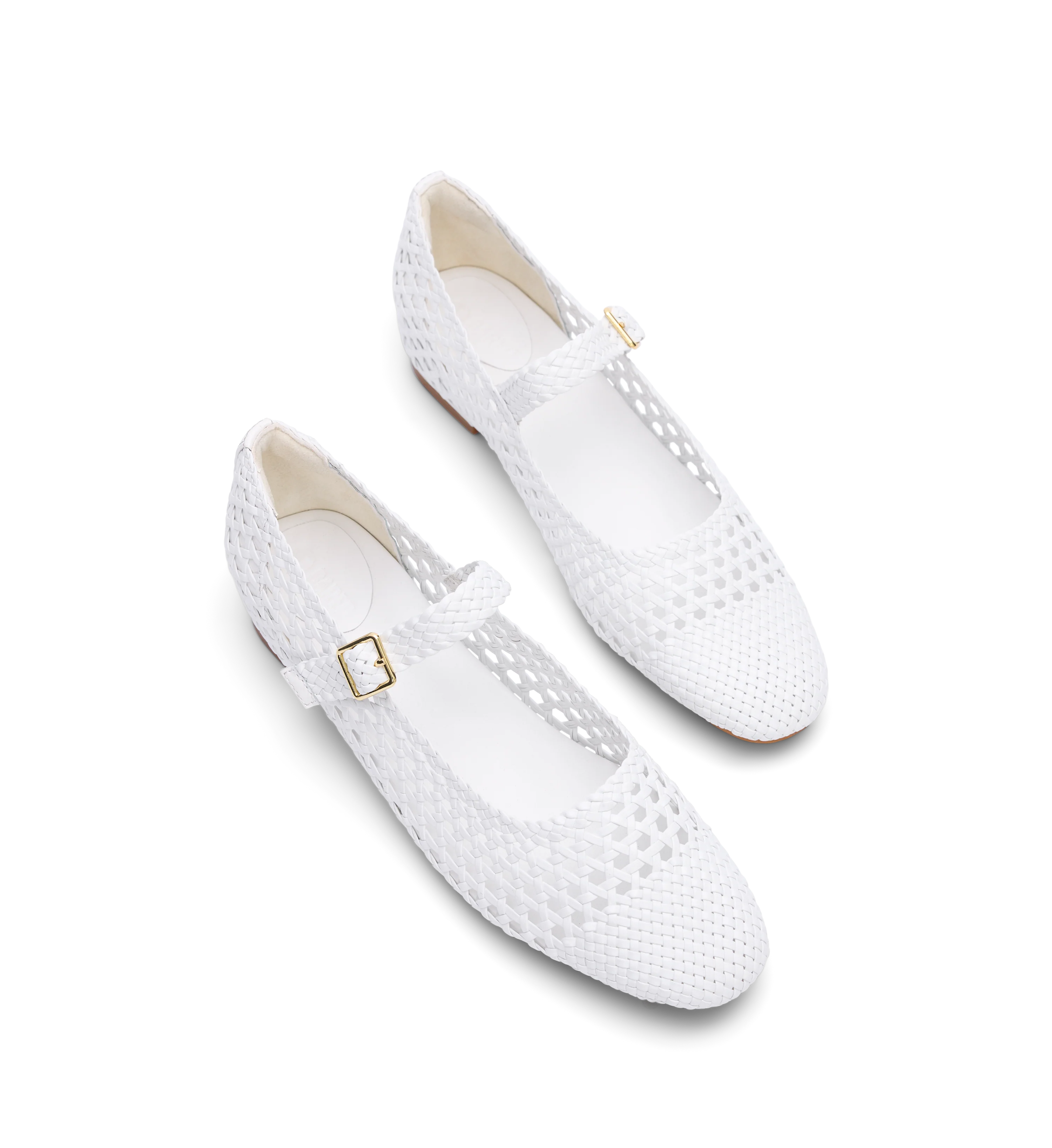 Whip White Braided Leather Ballet Flats