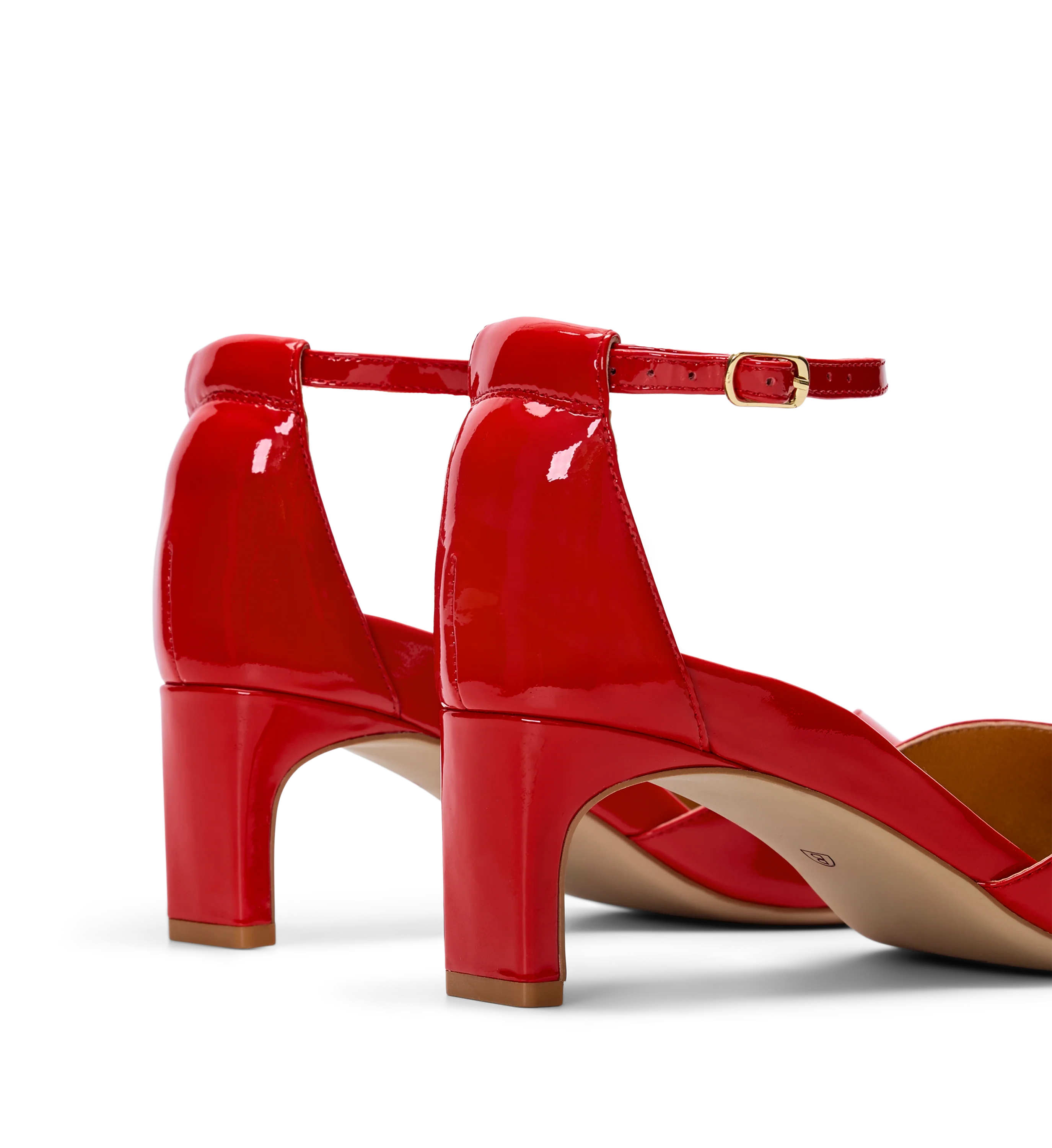 Lark Poppy Red Patent Leather Low Heels