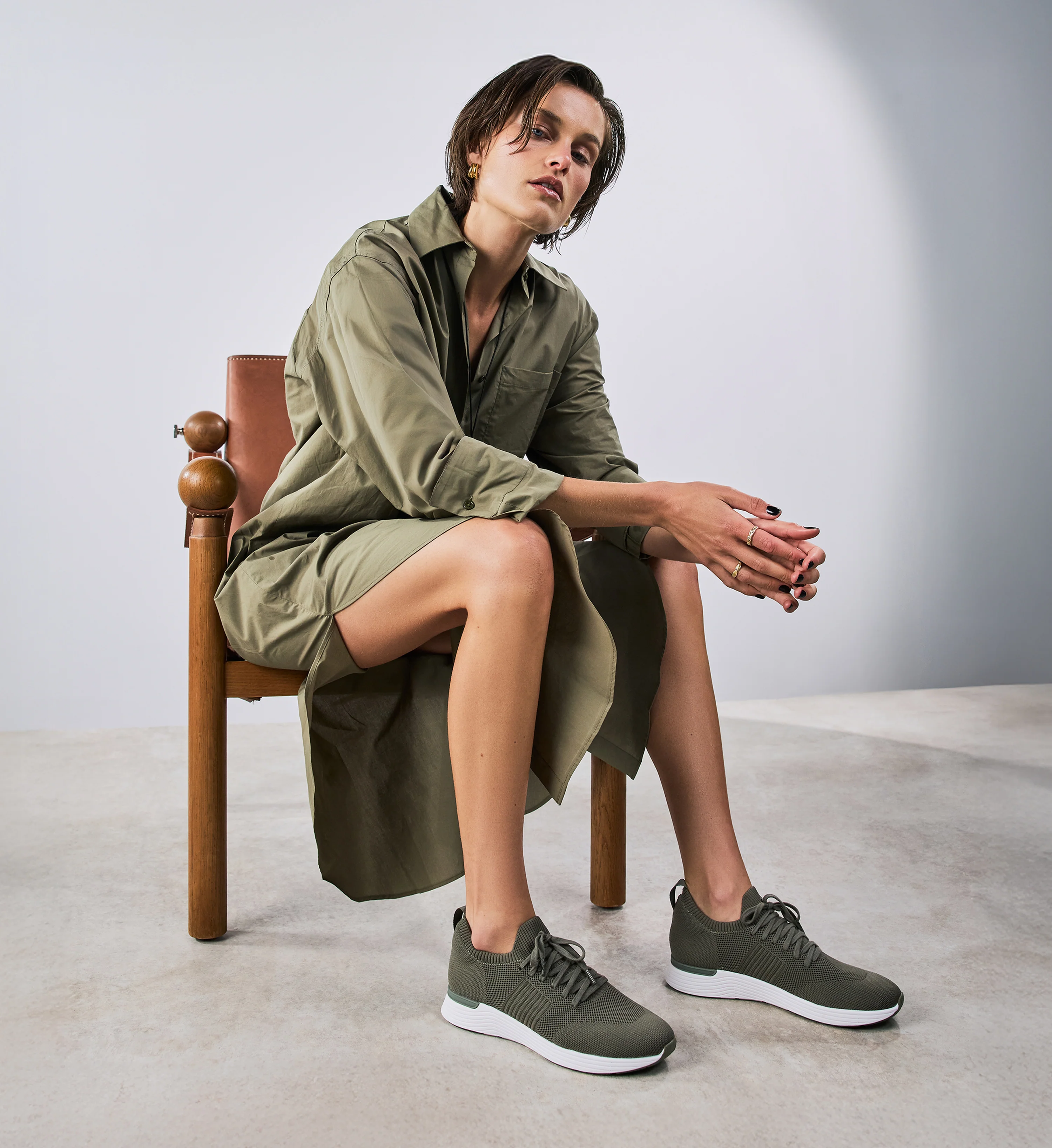 Jinzo Khaki Knit Sneakers