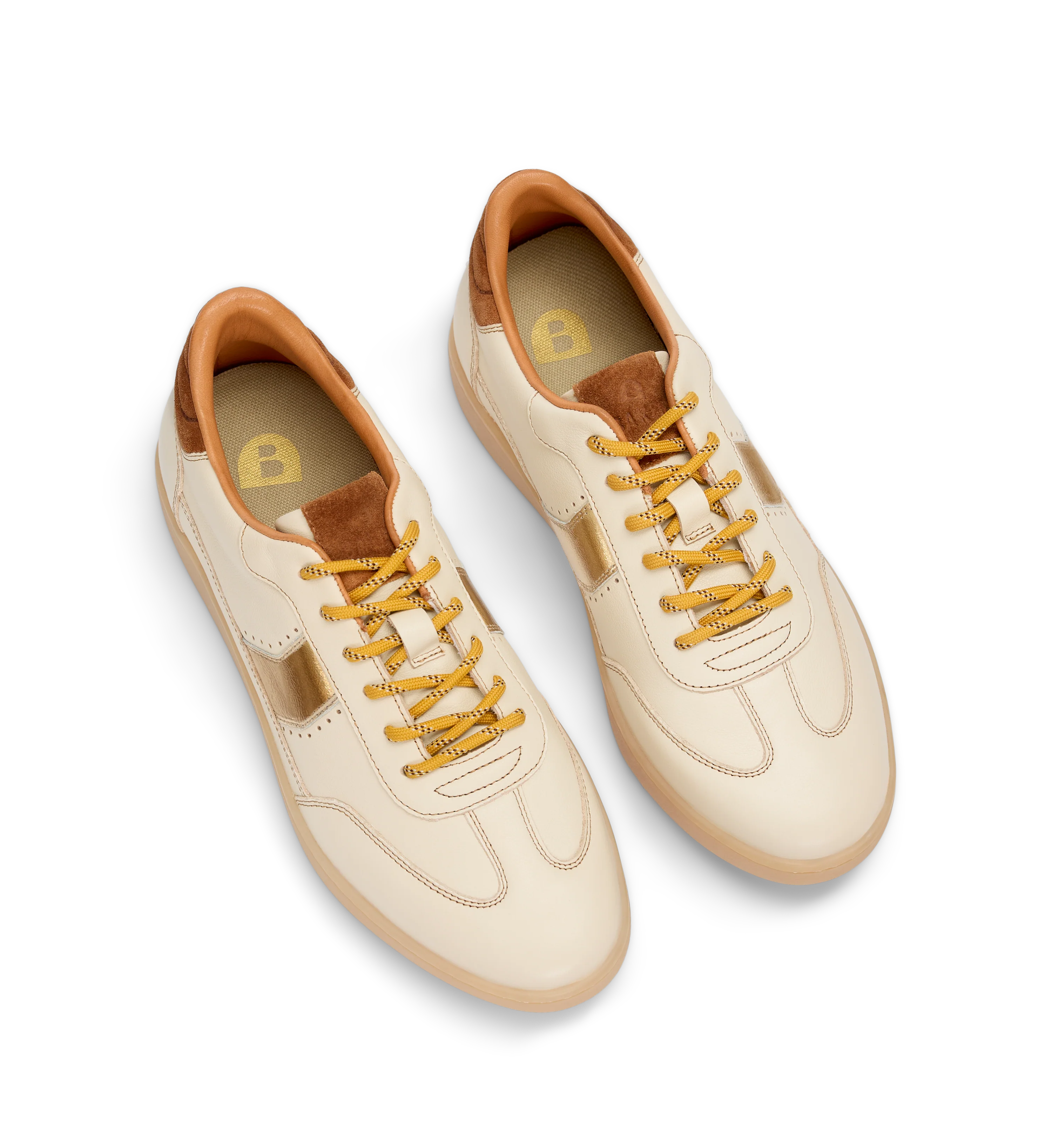 Amakihi Ecru Glimmer Leather & Suede Sneakers