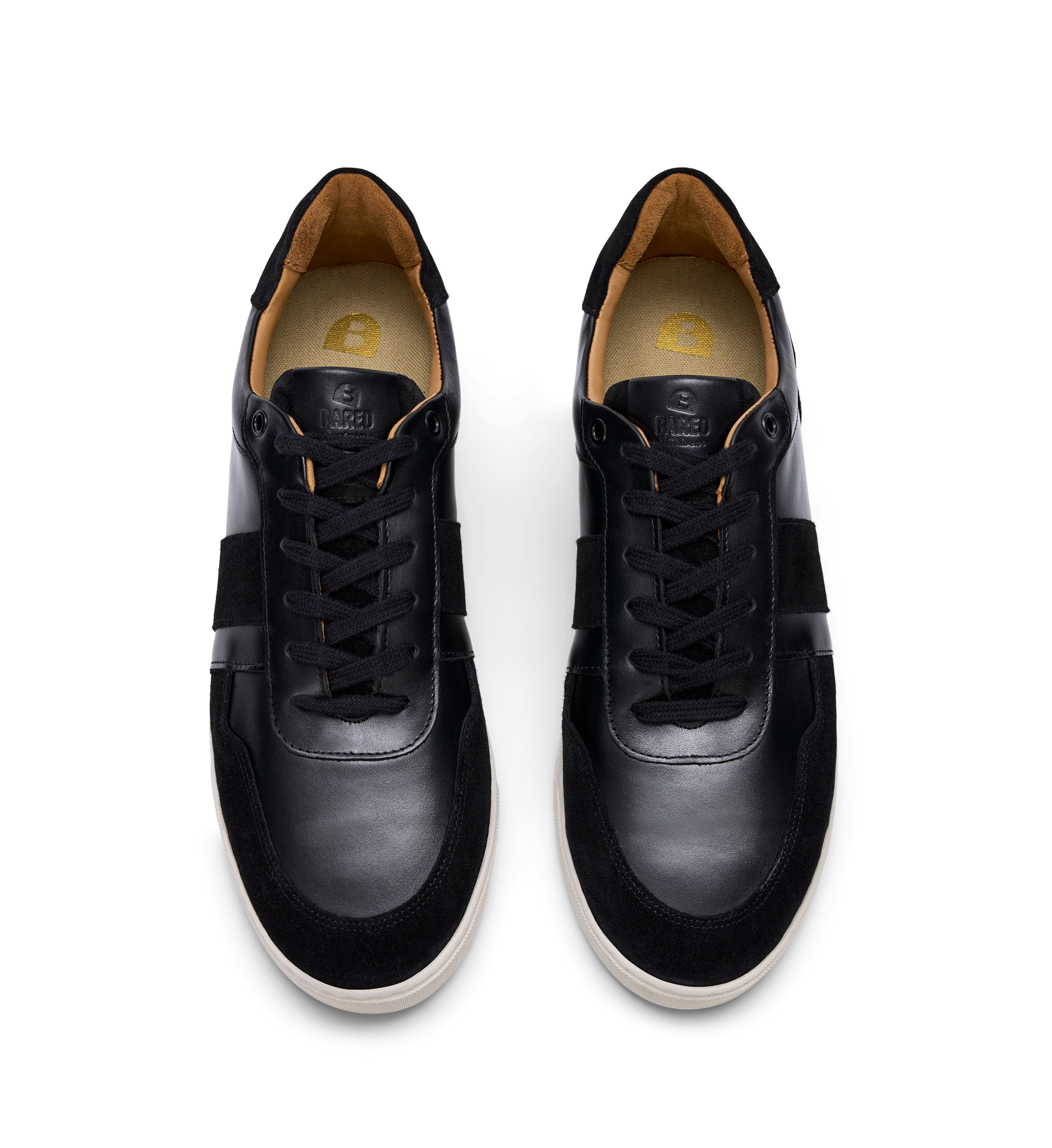 Caesium Black Leather & Off White Sole Sneakers
