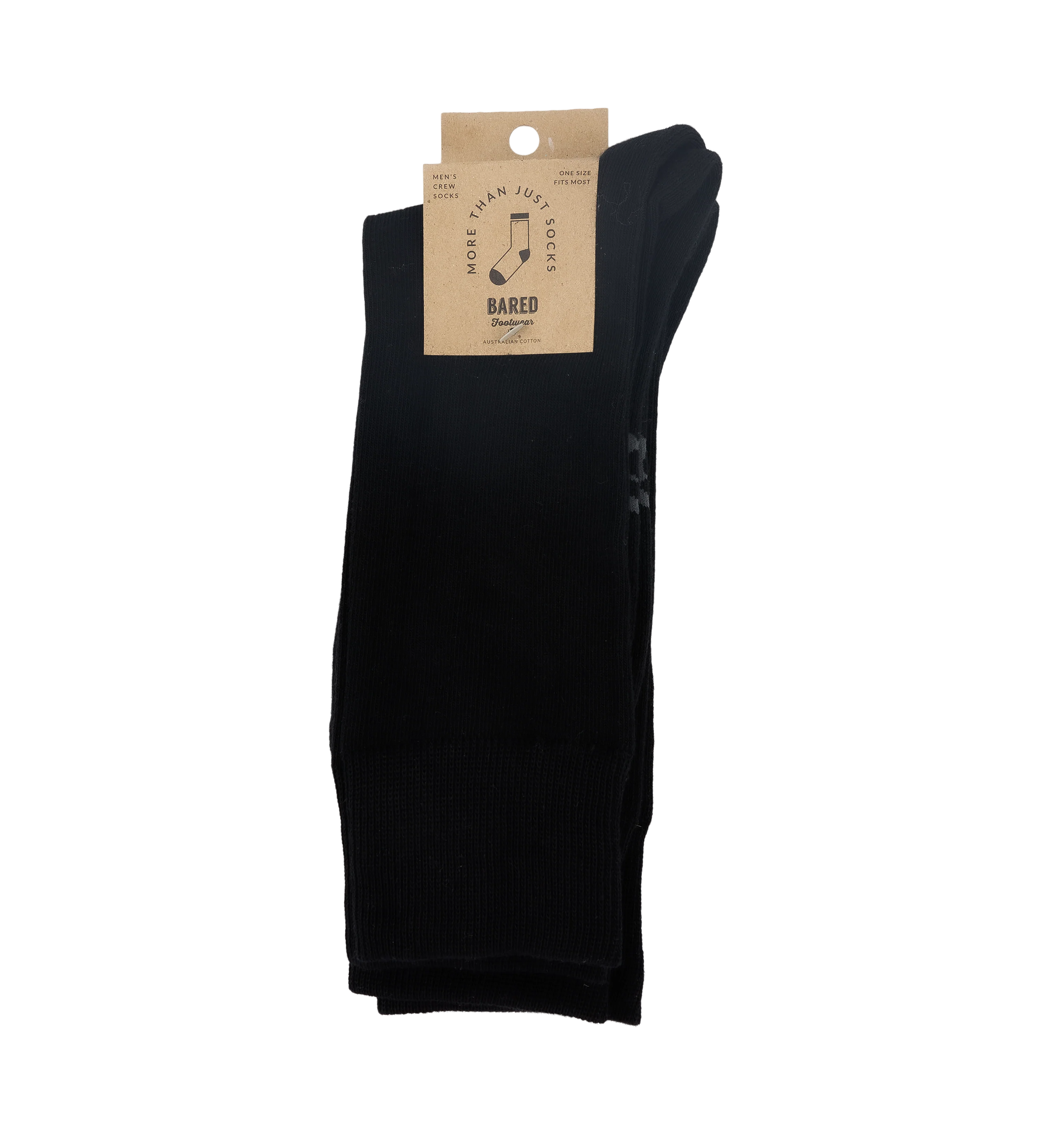 Mens Crew Socks 2pk Black Cotton Blend