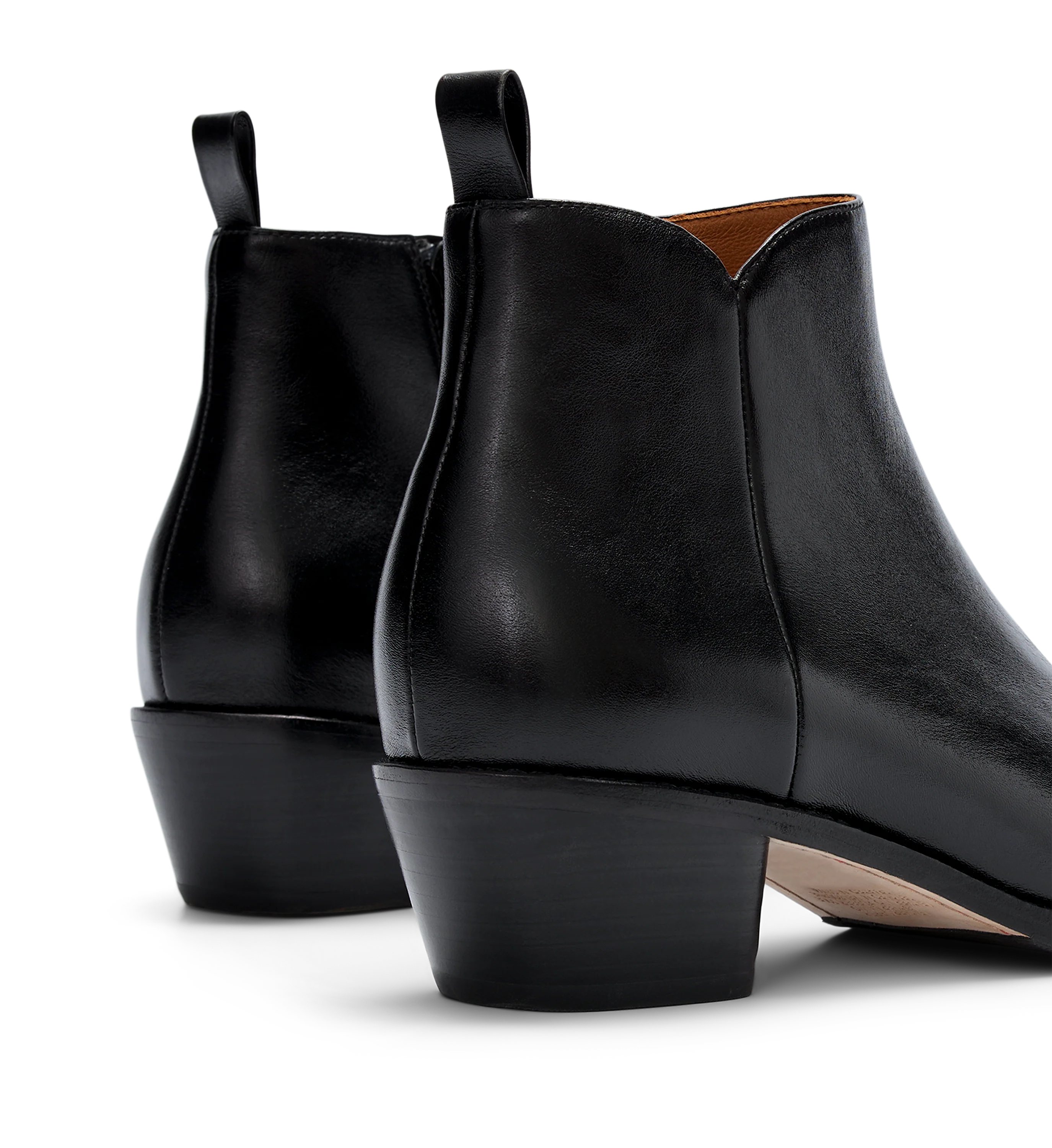 Awlbill Black Leather Heeled Boots