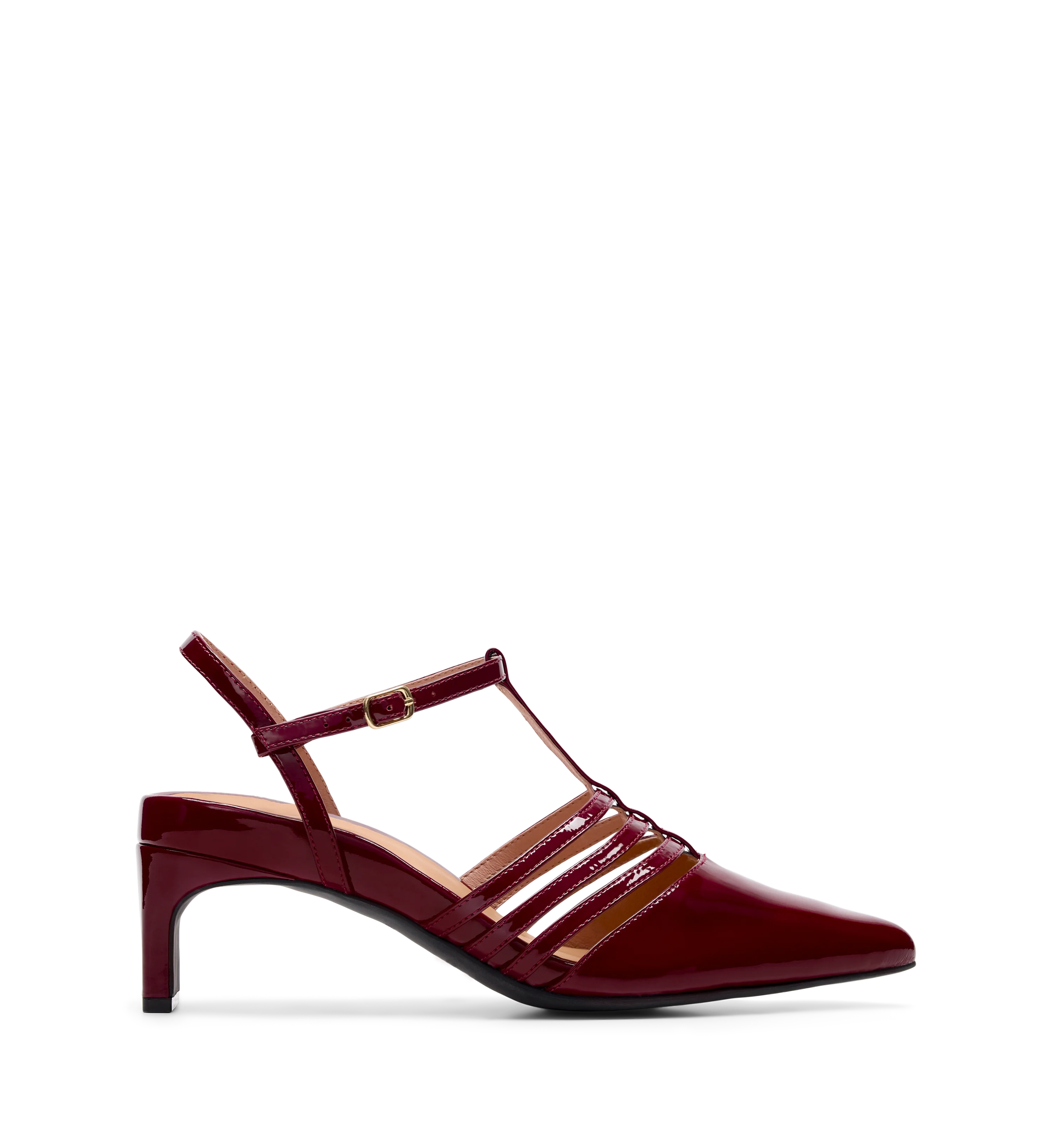 Calliope Dark Cherry Red Patent Leather Low Heels