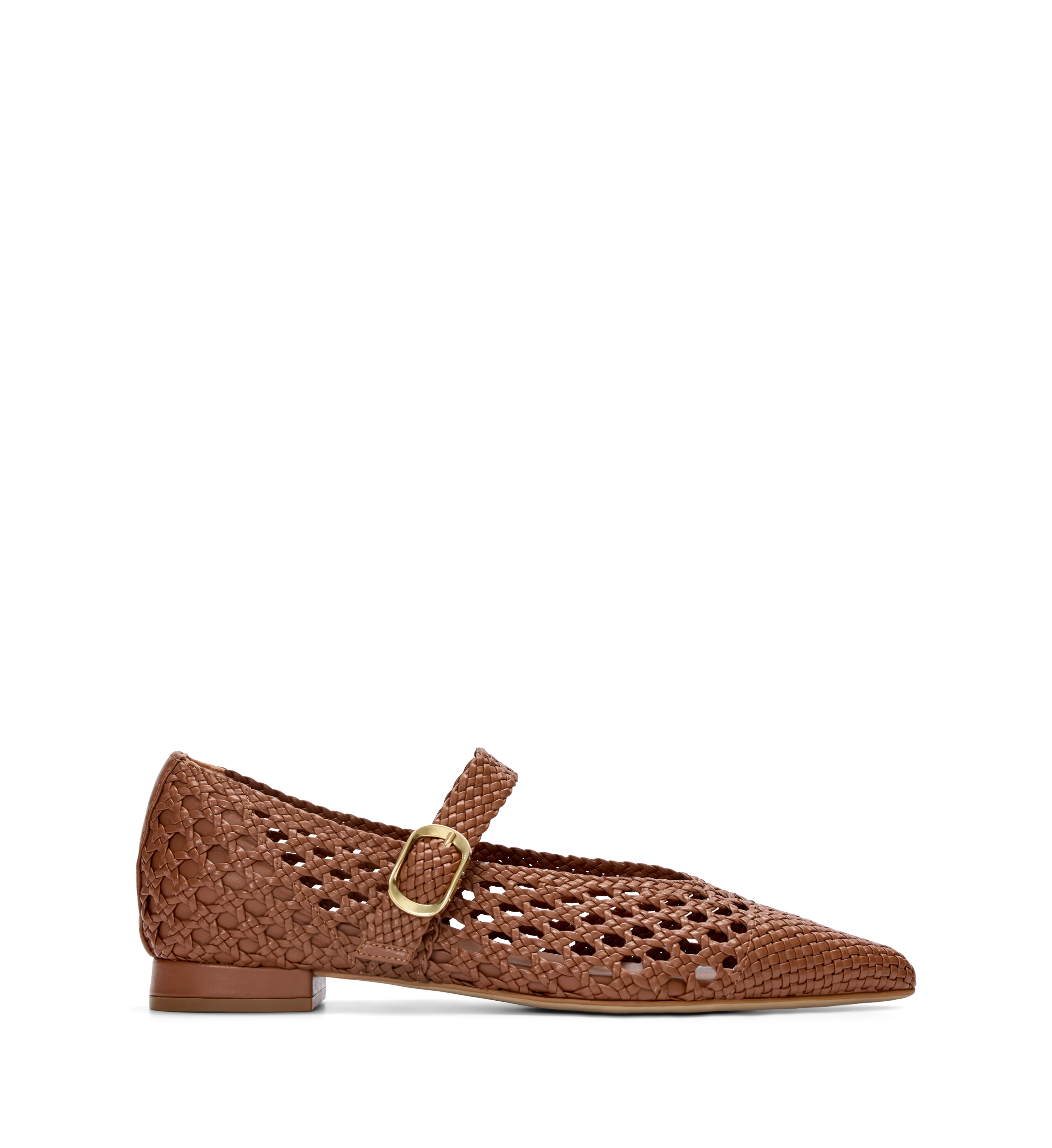 Forktail Walnut Tan Woven Leather Ballet Flats