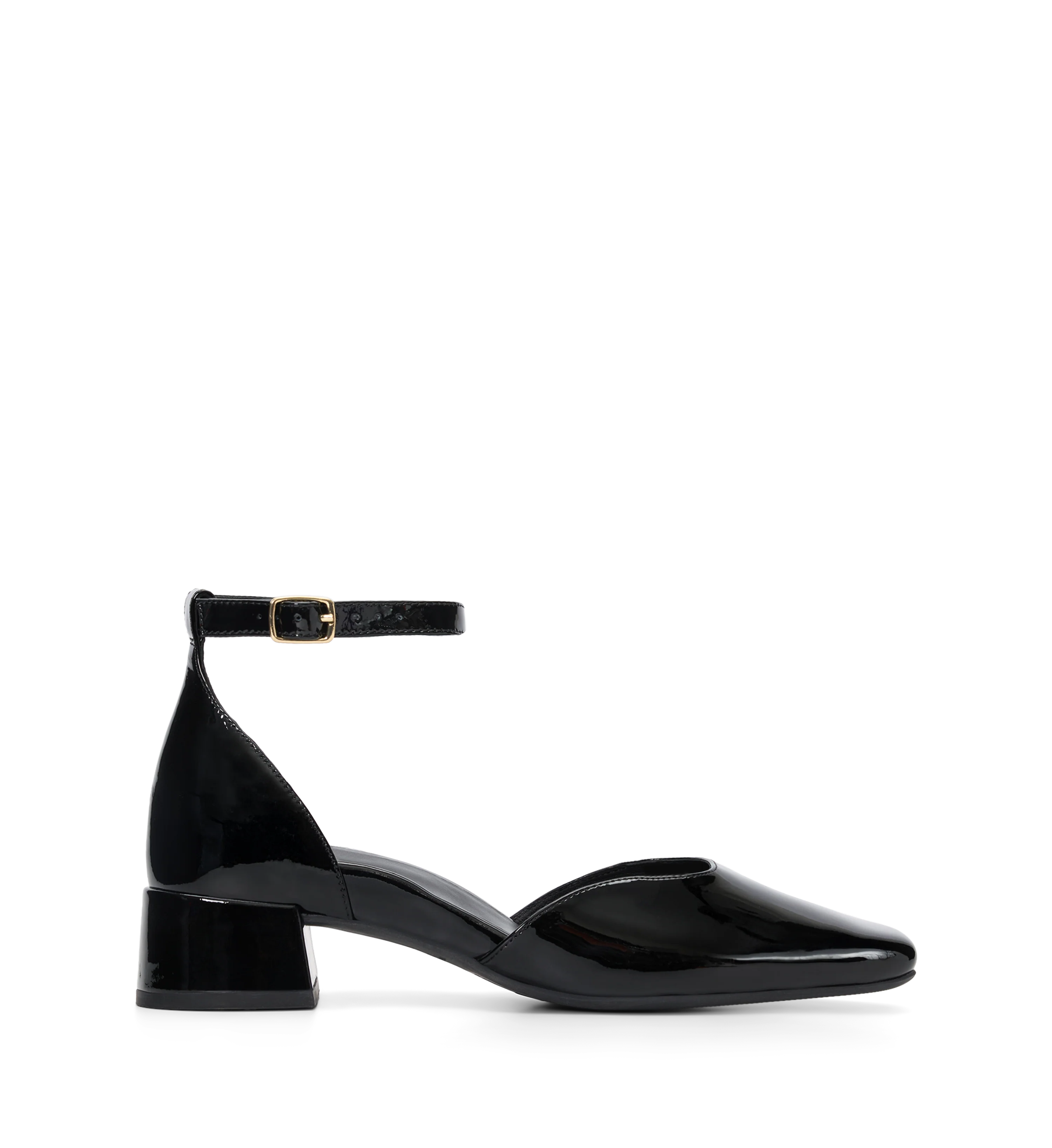 Buttonquail Black Patent Leather Low Heels