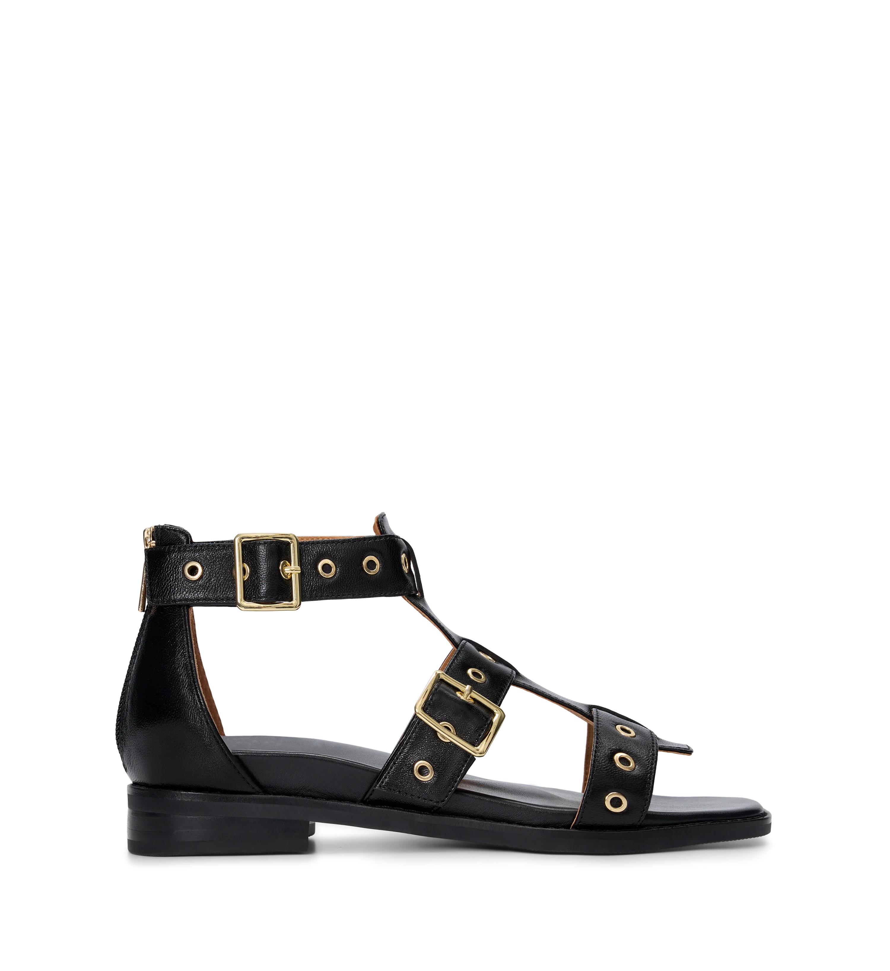 Nigrita Black Leather & Hardware Sandals