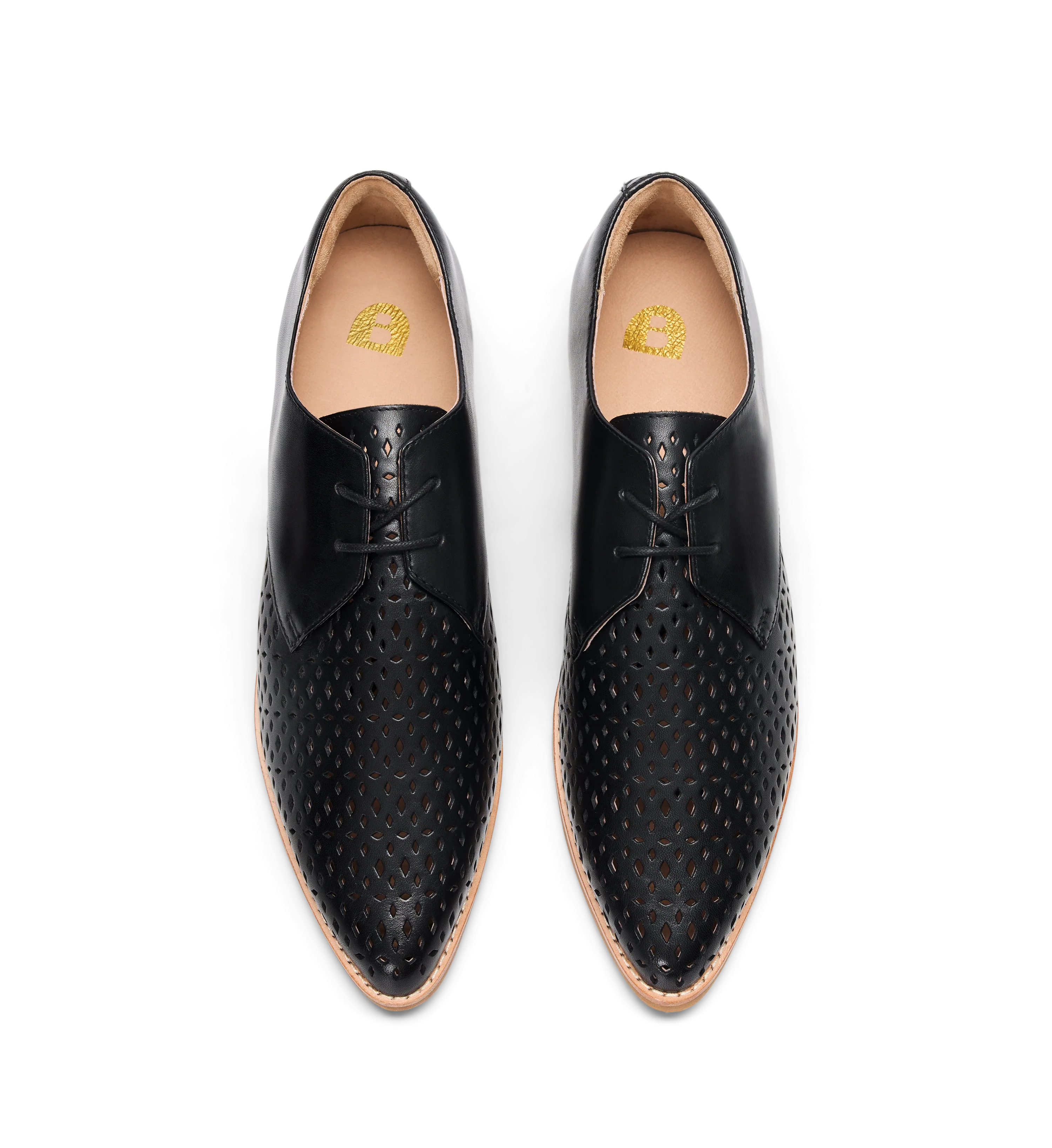 Agami Black Leather Lace Up Flats