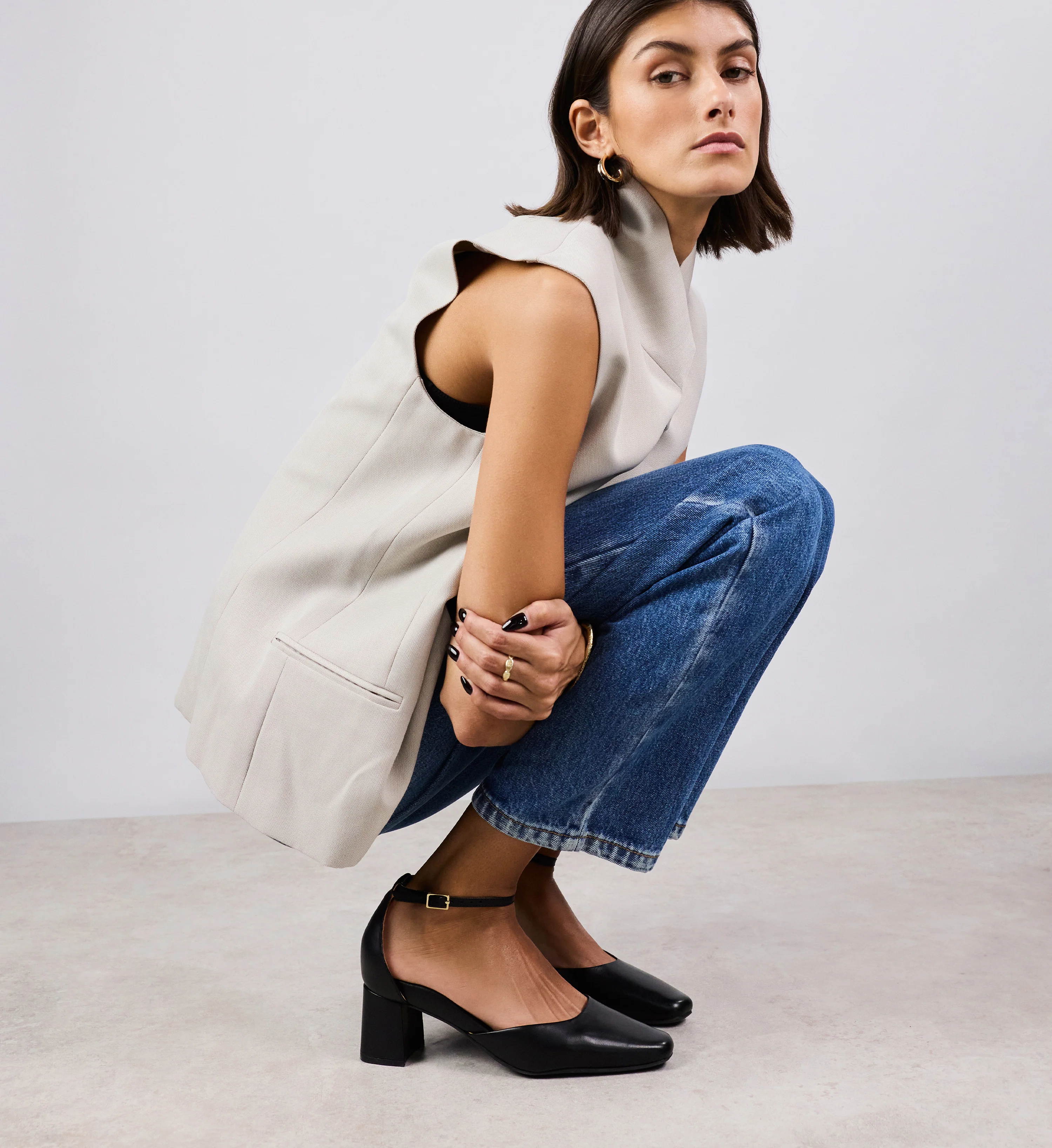 Gavilan Black Leather Low Heels