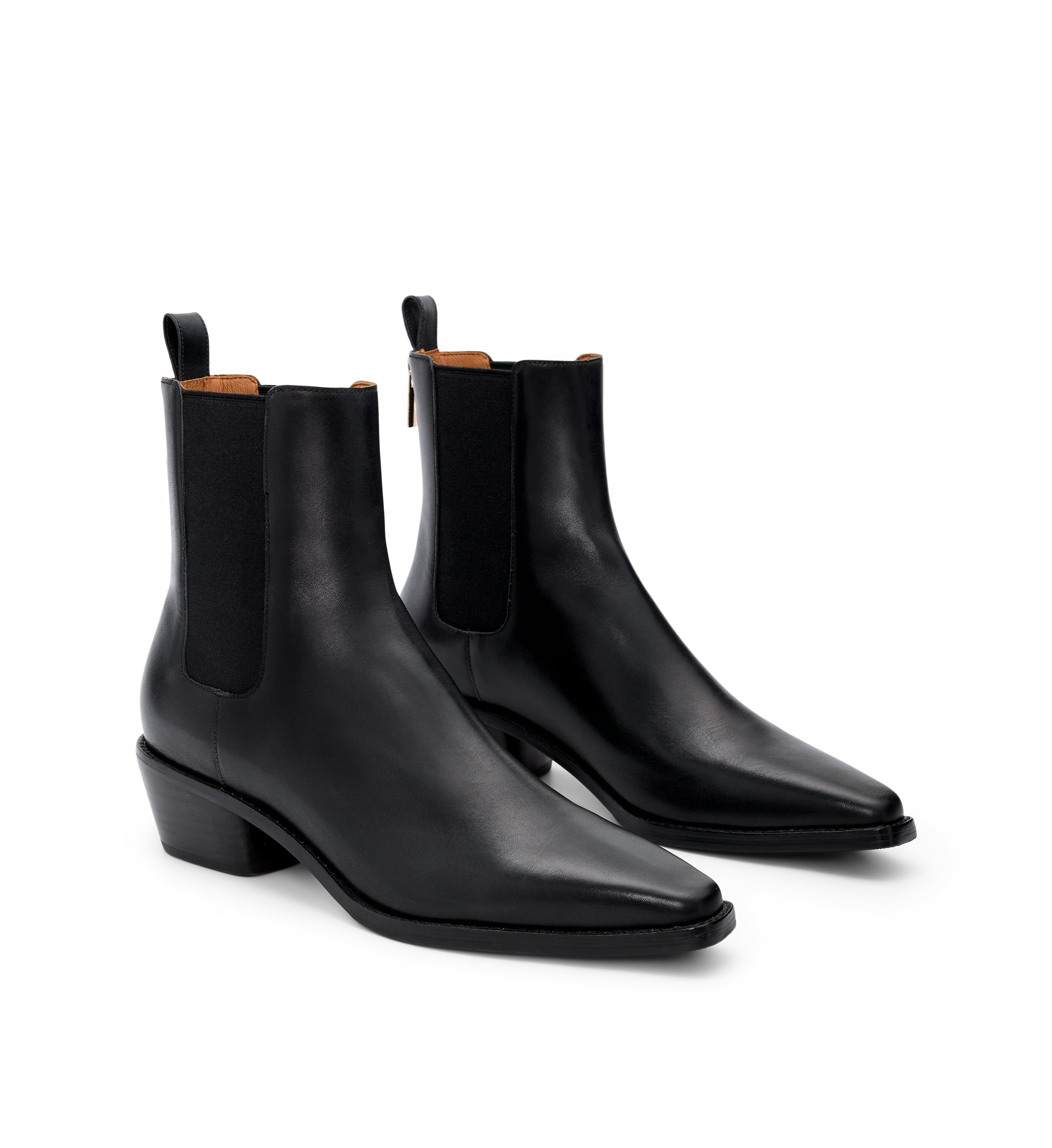 Vini Black Leather Heeled Boots