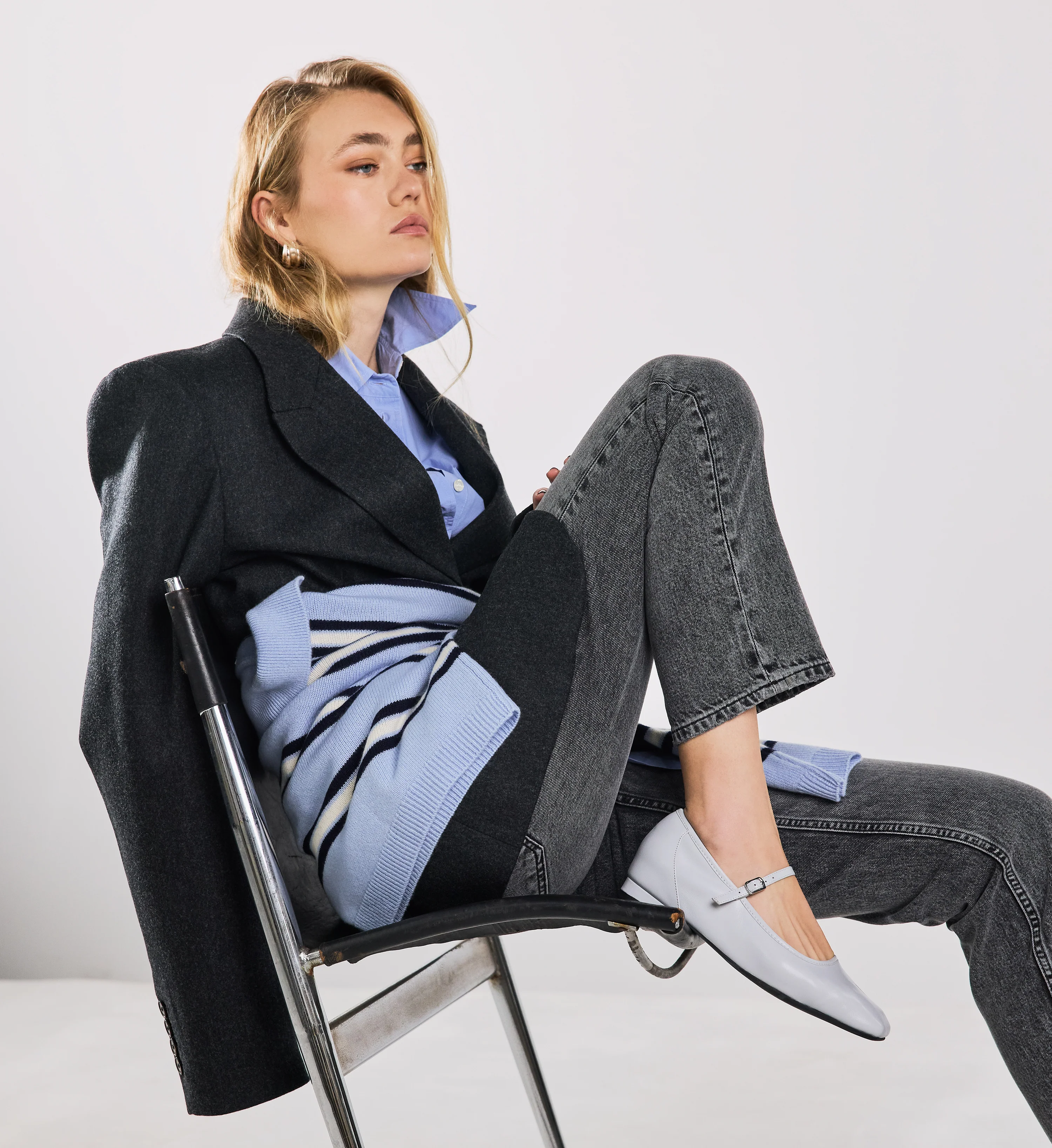 Surfbird Ice Blue Leather Ballet Flats