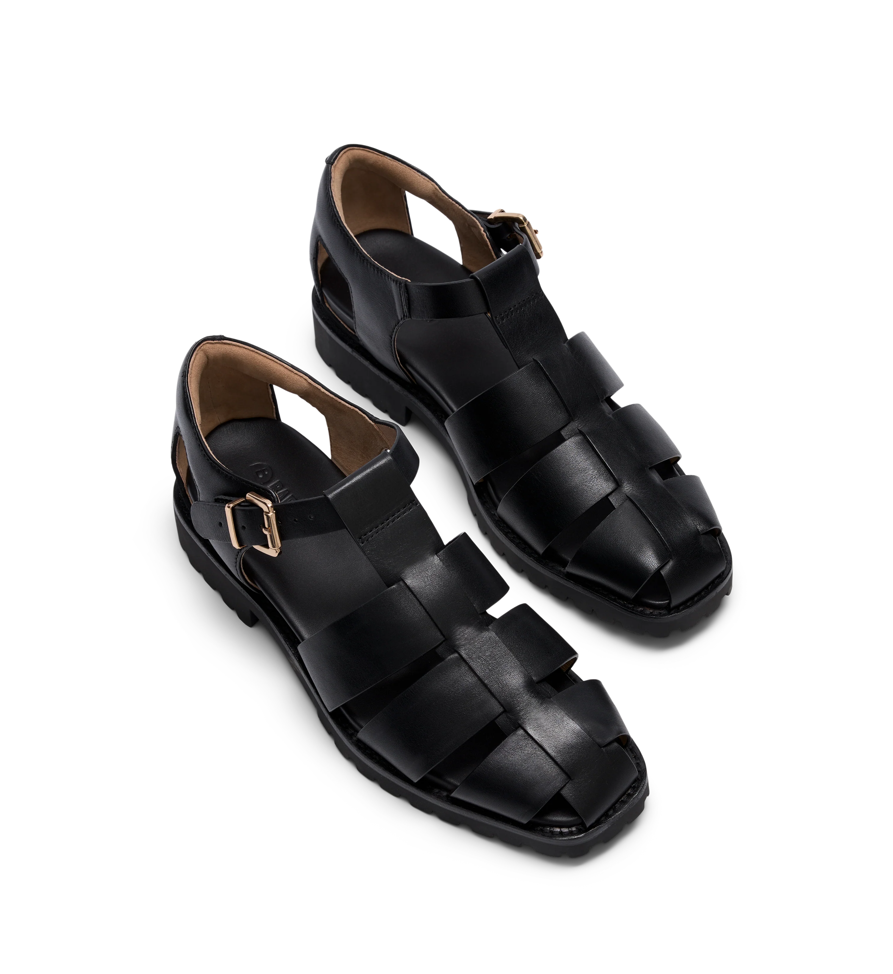 Crossbill Black Leather Chunky Sandals