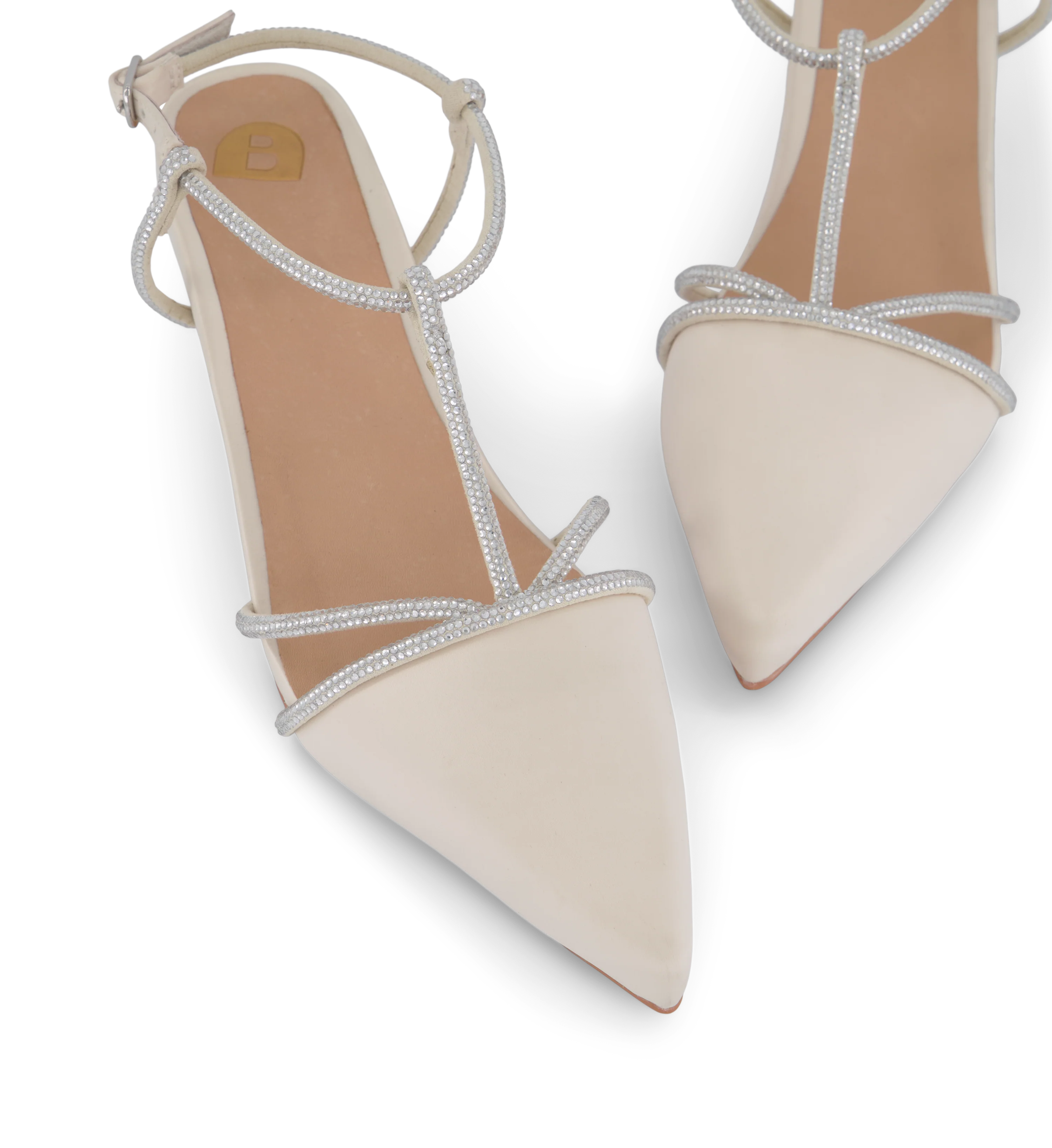 Veery Ivory Satin Low Heels