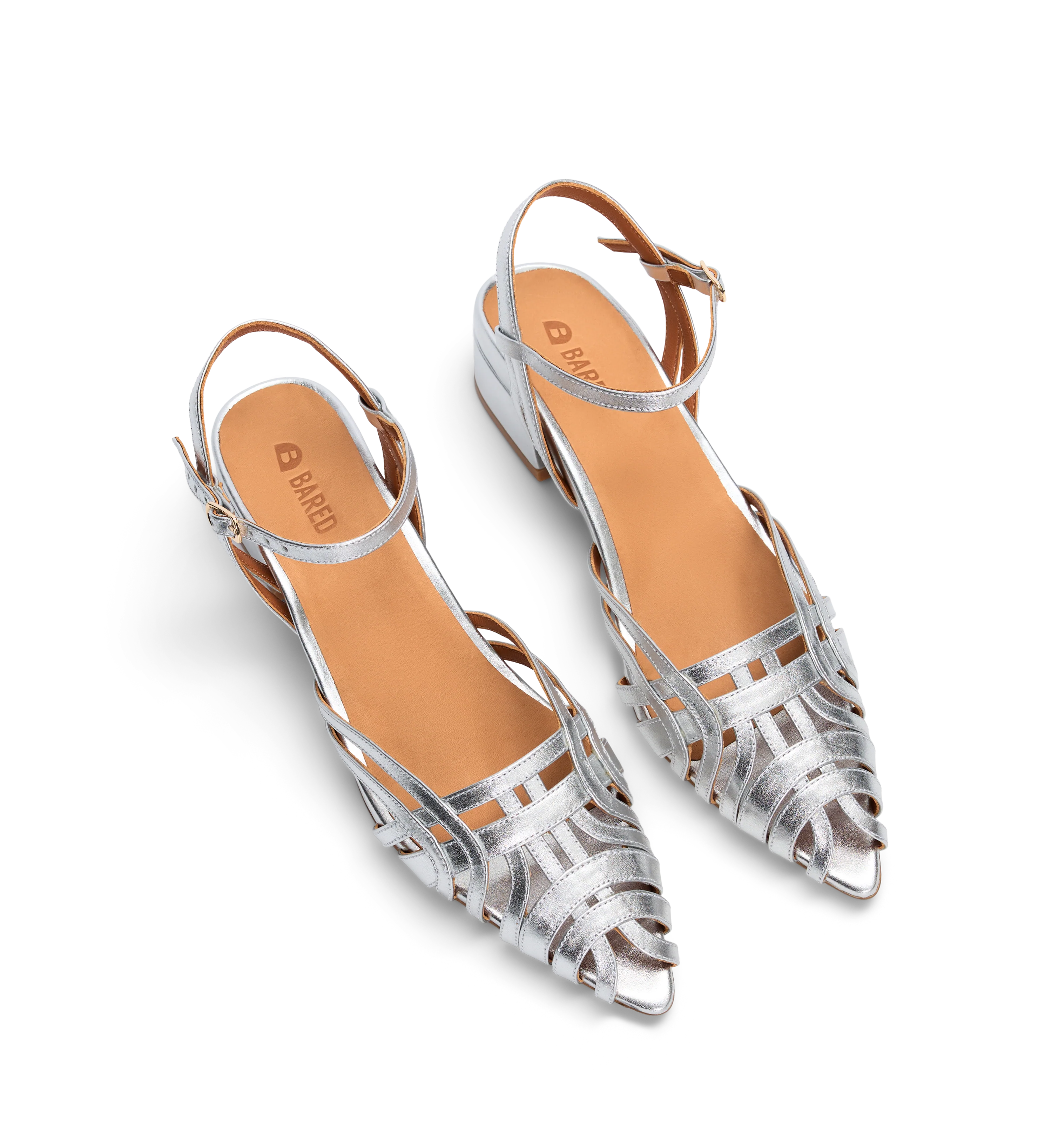 Ratite Silver Leather Casual Heels