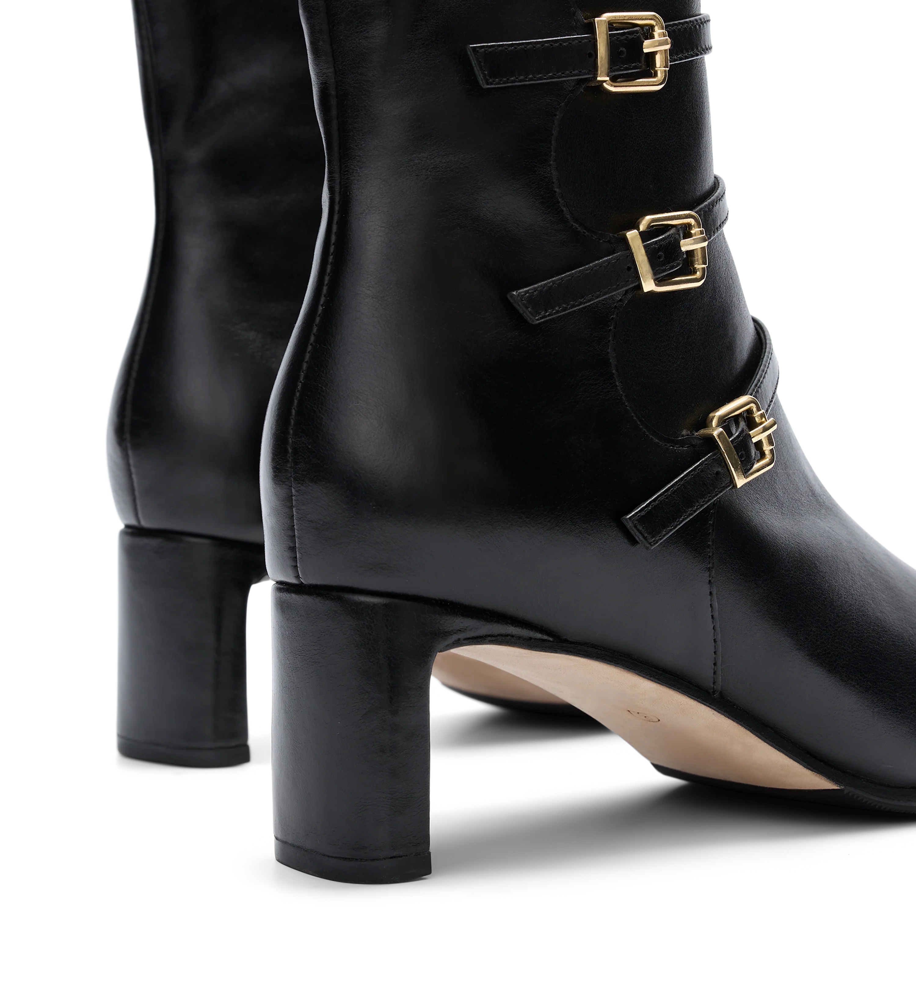 Thrasher Black Leather Heeled Boots