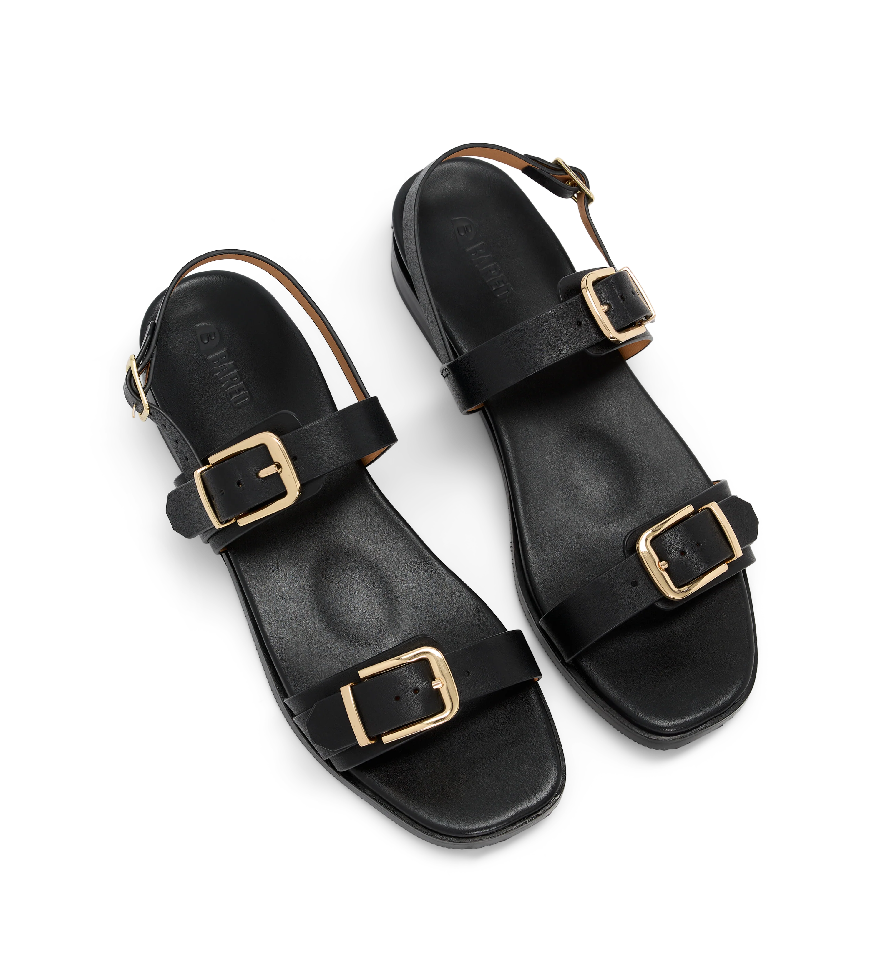 Brubru Black Leather Sandals