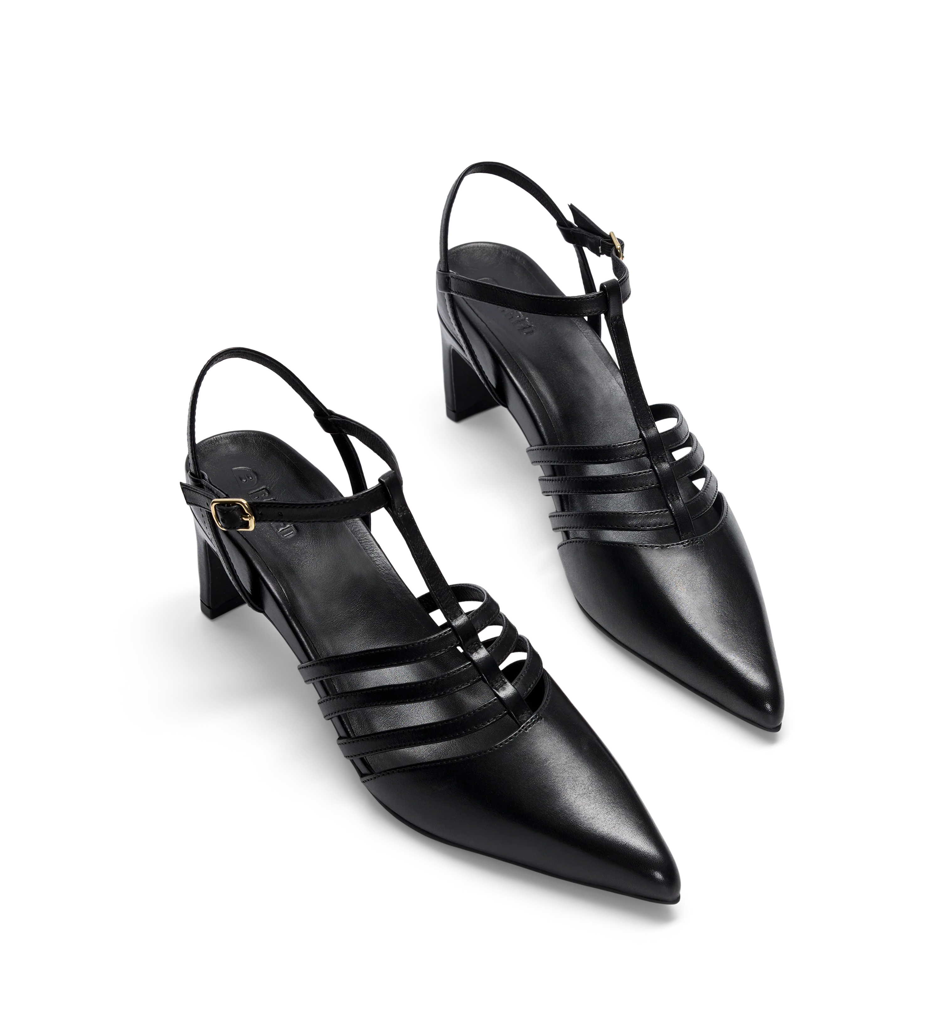 Calliope Black Leather Low Heels