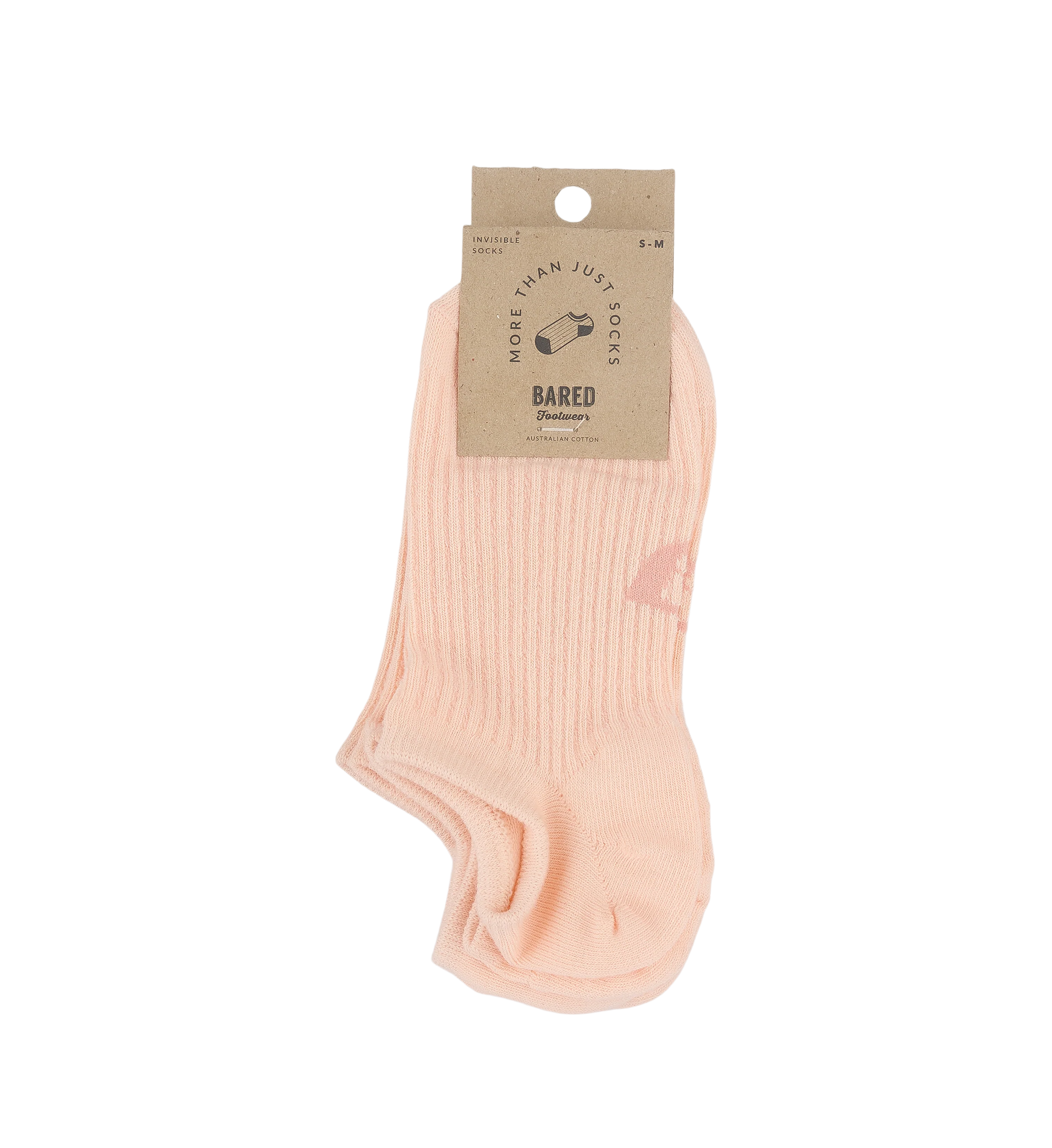 Womens Invisible Socks 3pk Peach Cotton Blend