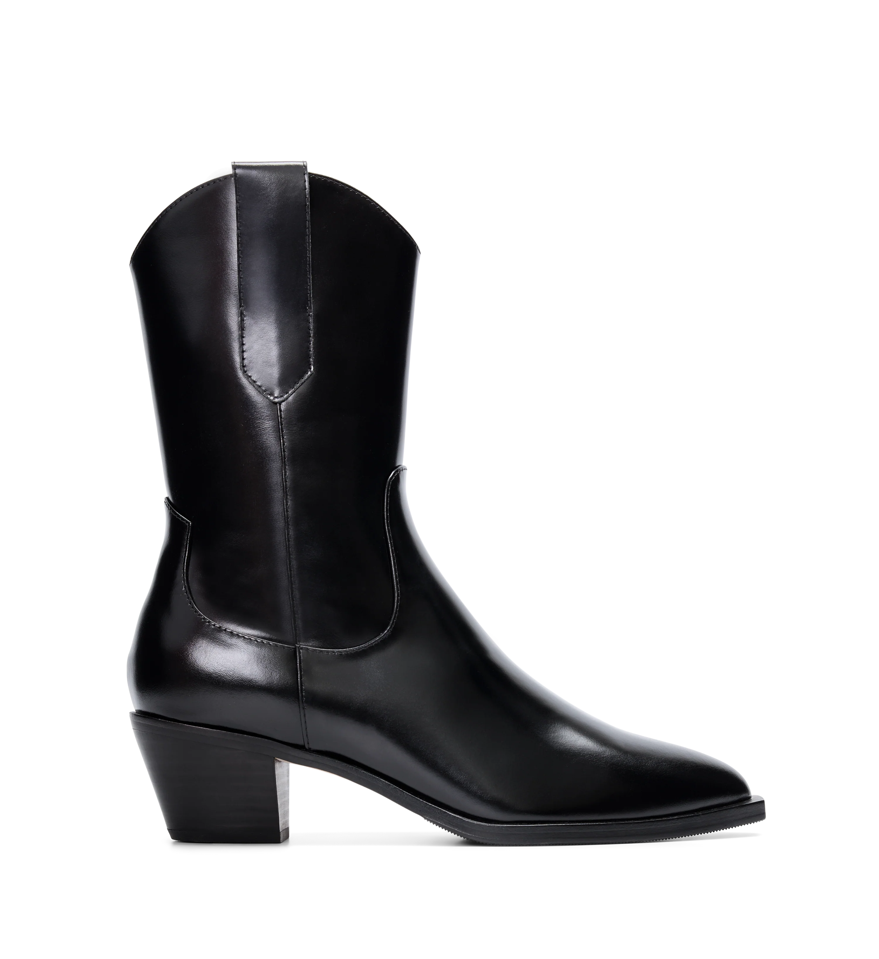 Strix Black Boxed Leather Heeled Boots
