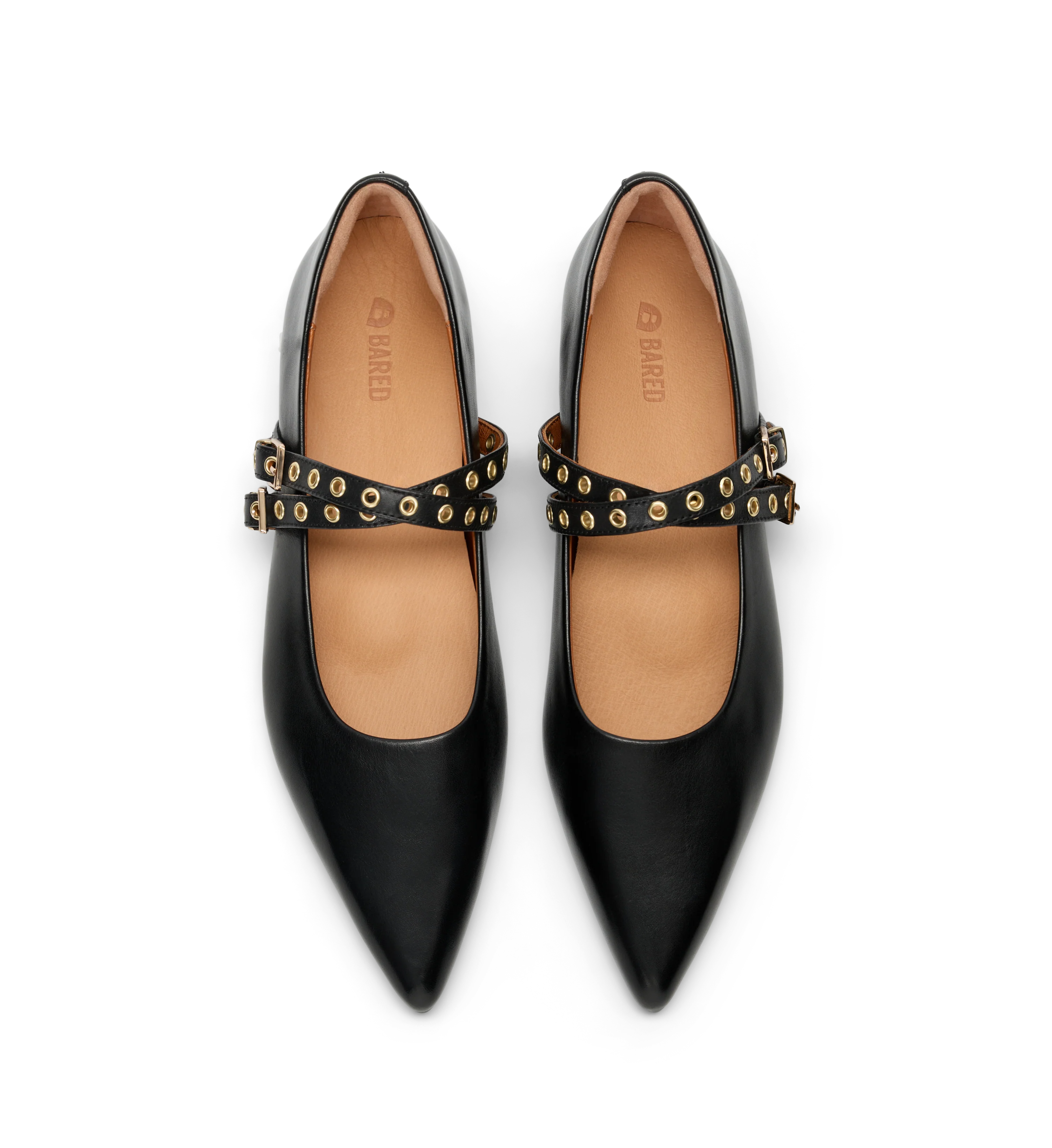 Pipilo Black Leather & Hardware Ballet flats