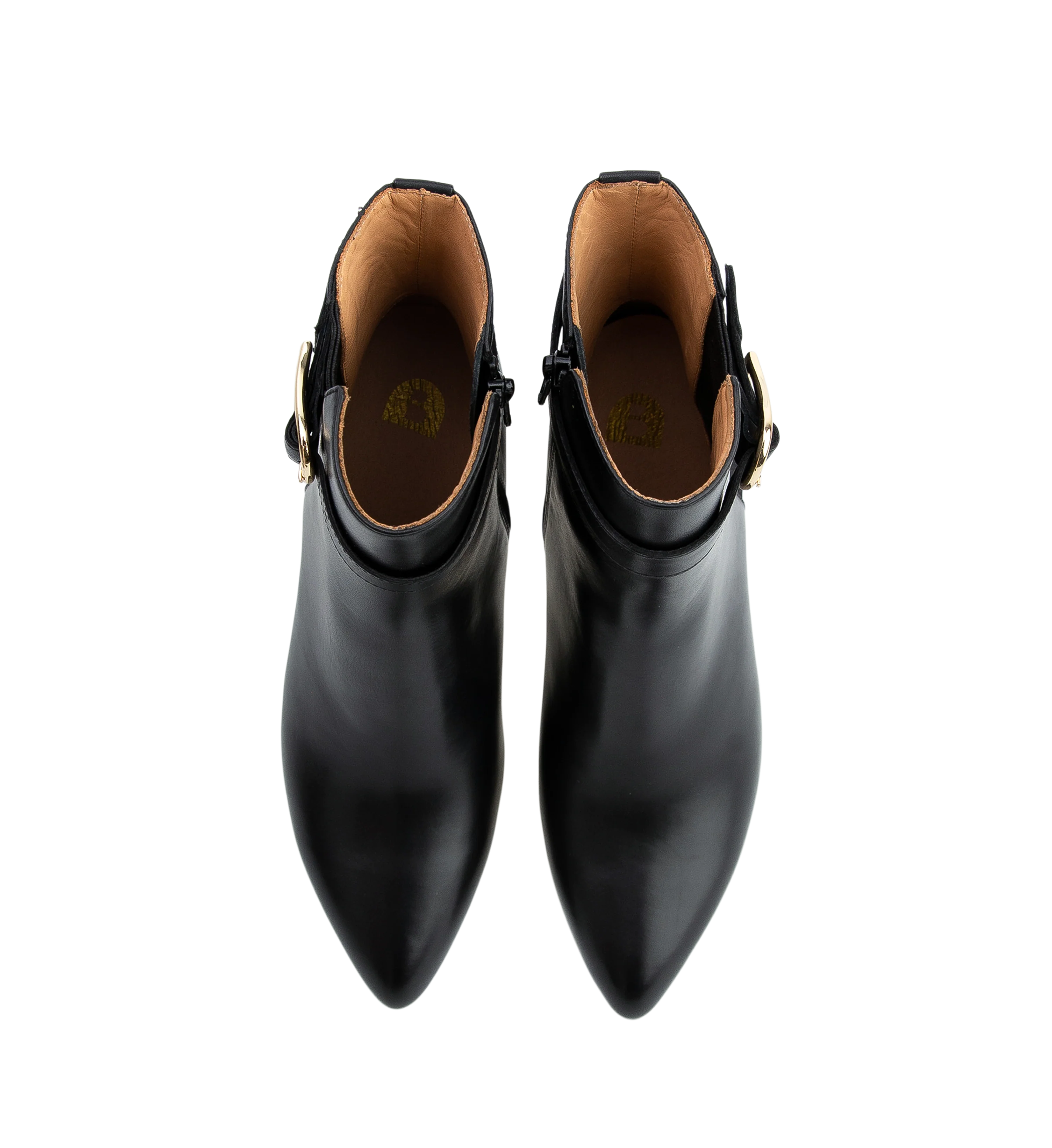 Snowcap Black Leather Heeled Boots