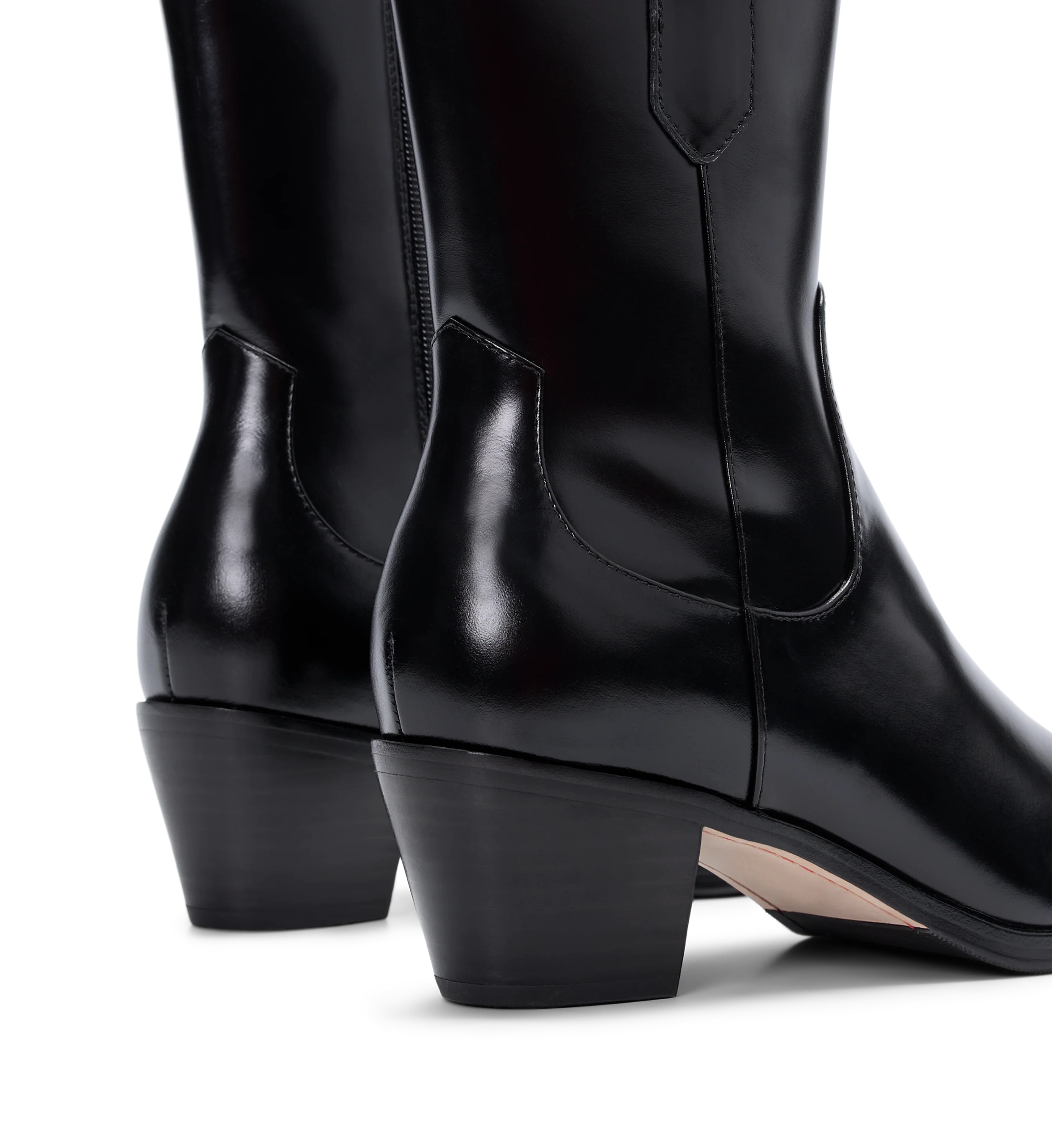 Strix Black Boxed Leather Heeled Boots