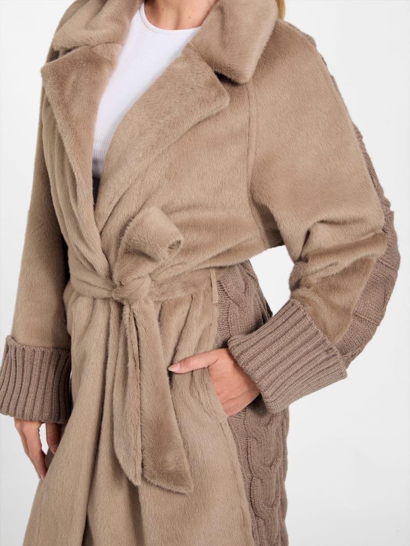 GUESS Lucrezia Faux-Fur Knit Coat