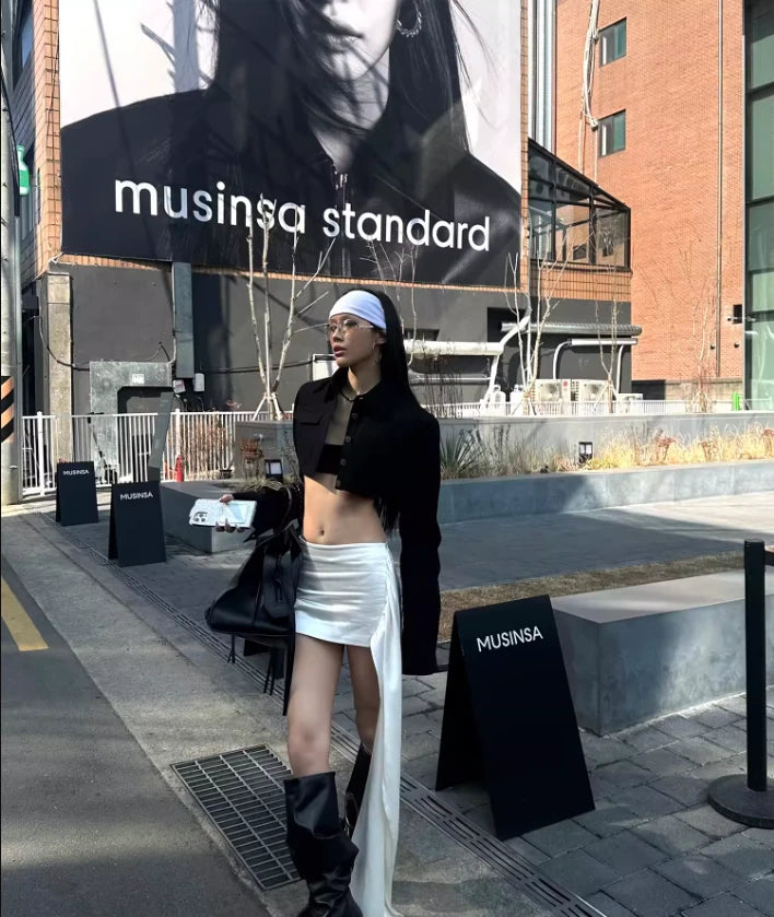 Satin Wrap Hip Sexy Hottie Low Waist Irregular Short Skirt