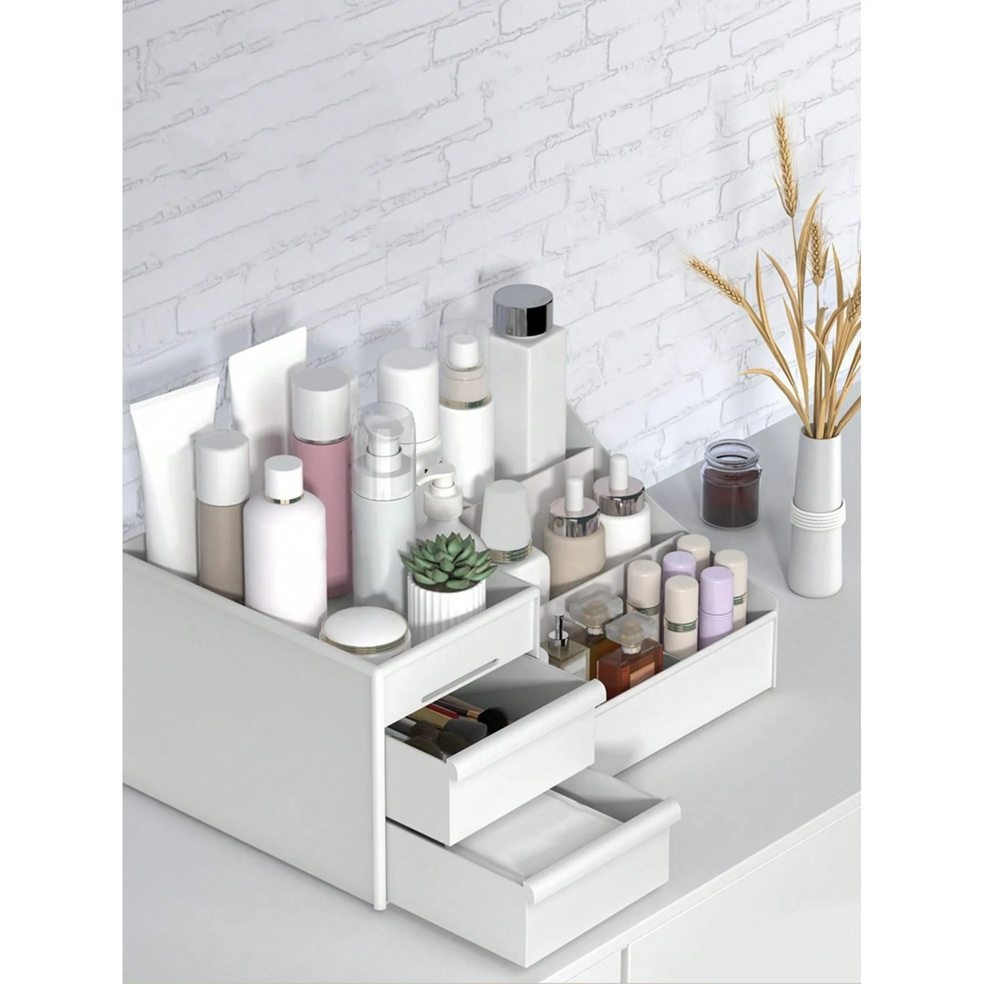 Versatile Drawer Organizer Box, Multi-Compartment Tray for Desk & Bathroom Storage