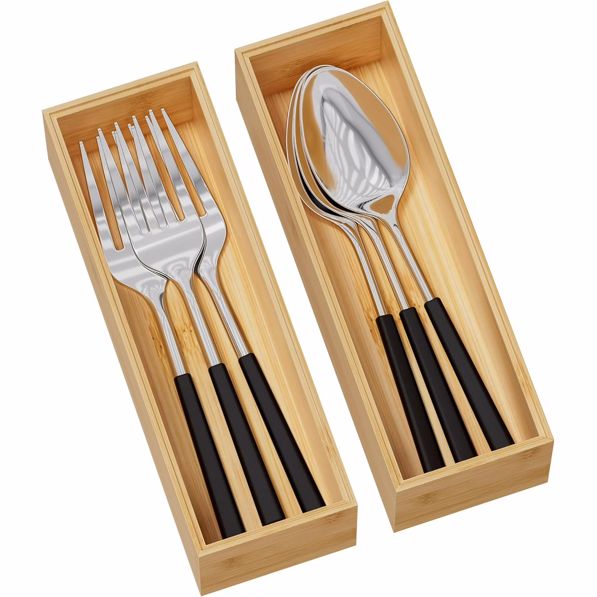 czqnlg Kitchen Drawer Organizer Bins  Stackable  Drawer Organizer for Silverware  Flatware  Deep Office Desk Drawer Organizer Tray  Desktop Pen  Office Organization 9" x 6" x 2.5&