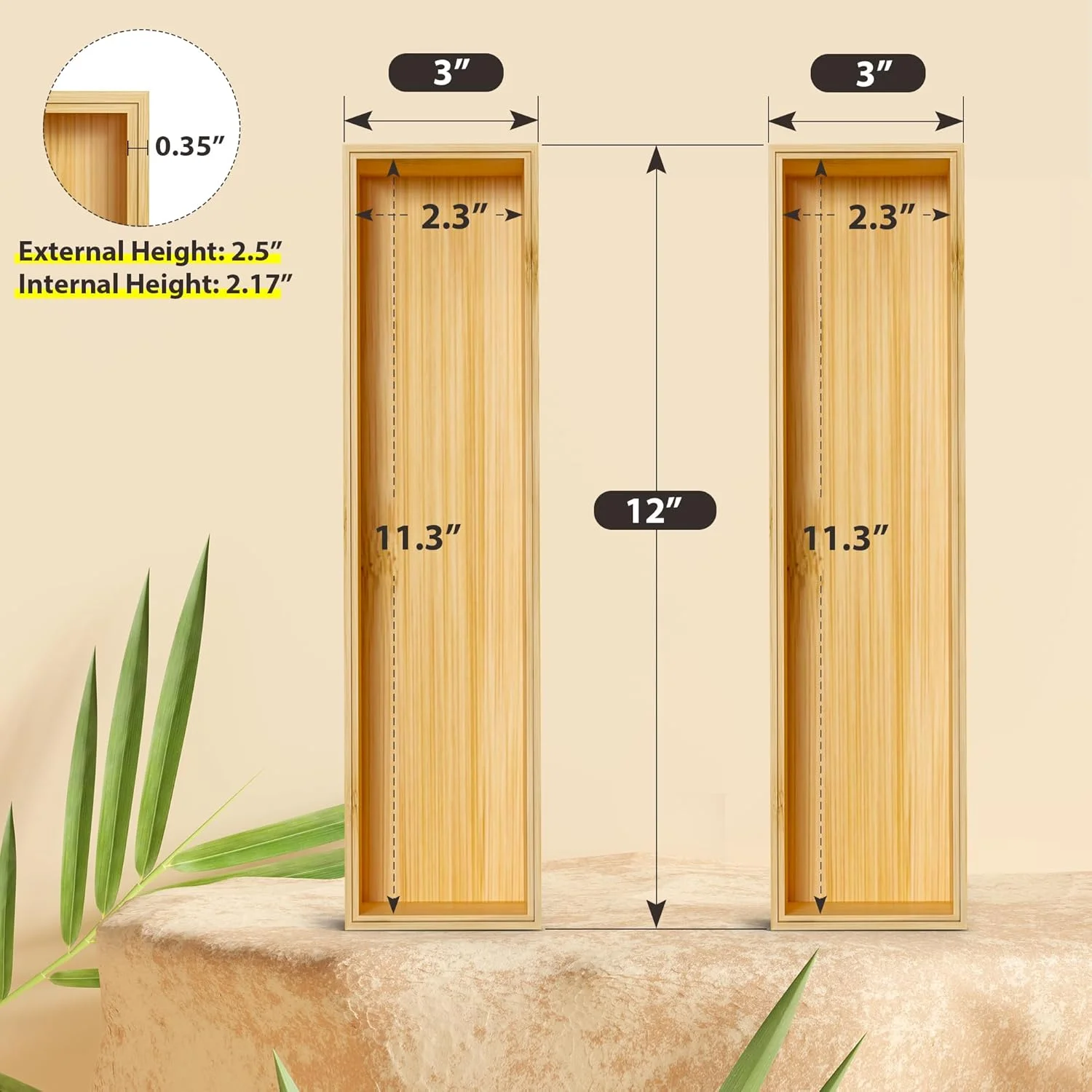 dxynlzq Kitchen Drawer Organizer Bins  Stackable  Drawer Organizer for Silverware  Flatware  Deep Office Desk Drawer Organizer Tray  Desktop Pen  Office Organization 9" x 6" x 2.5