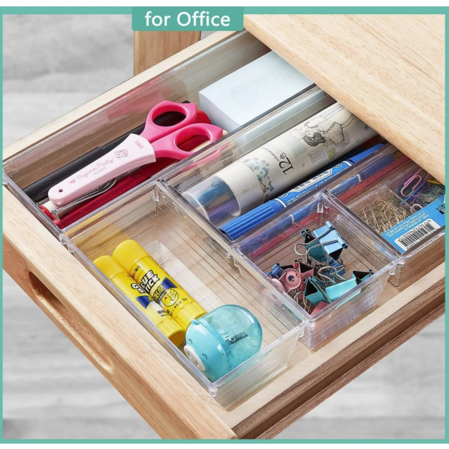 6 Pack Clear Drawer Organizer, Acrylic Drawer Storage Trays, Storage Bins for Makeup, Cosmetics, Jewelries, Utensils, Gadgets, Office