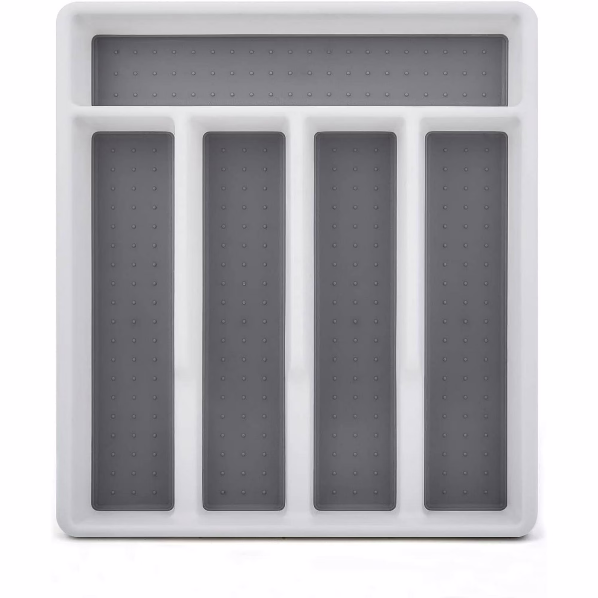 Silverware Tray for Drawer with Five Sections, Flatware Organizer/Cutlery Holder with Soft Grip Lining and Non-slip Rubber Feet, Multi-Purpose Storage for Kitchen, Office, Bathroom Supplies