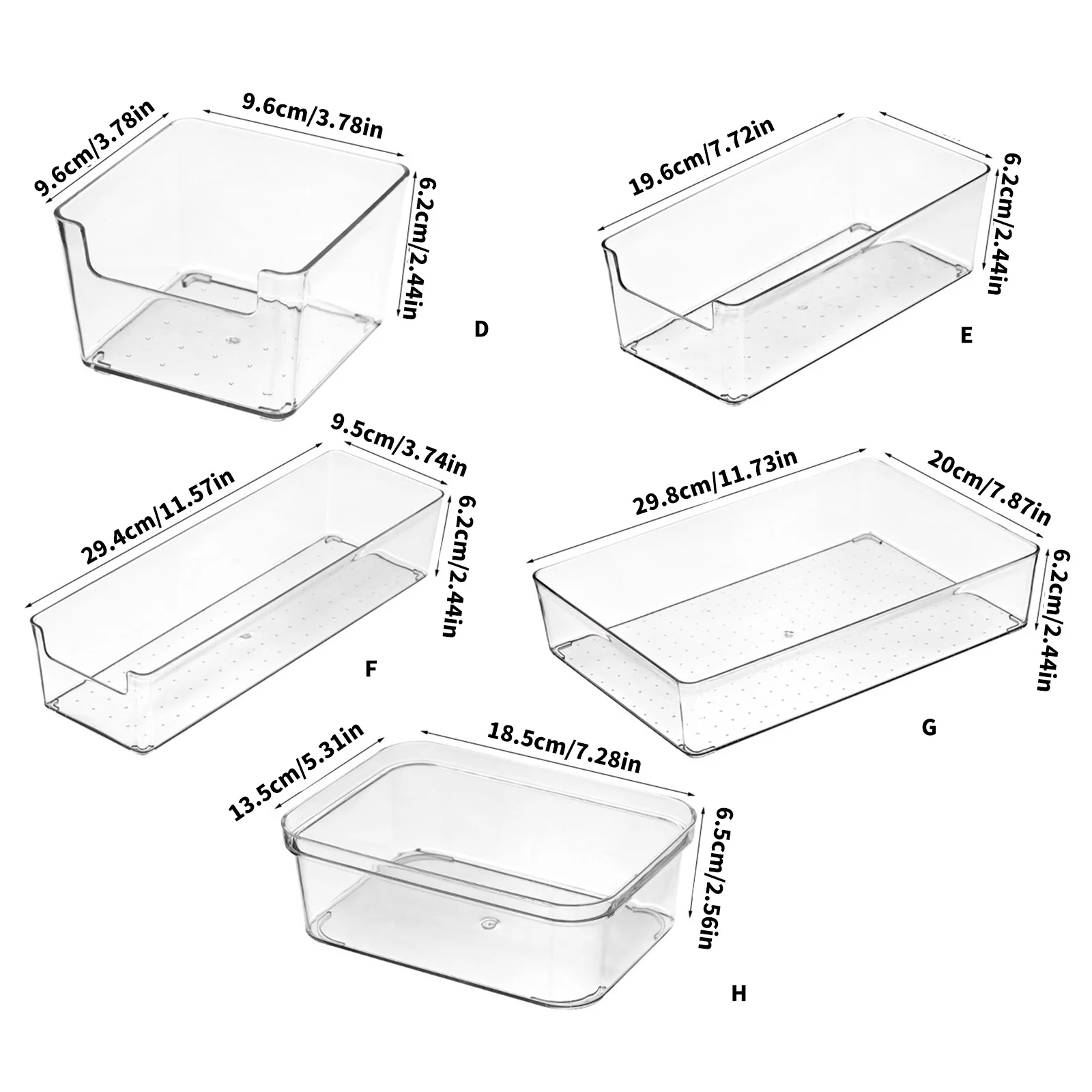 Clear Drawer Organiser Tray Bathroom and Vanity Organiser Tray Drawers Storage Bins for Makeup Kitchen Utensils Jewelry