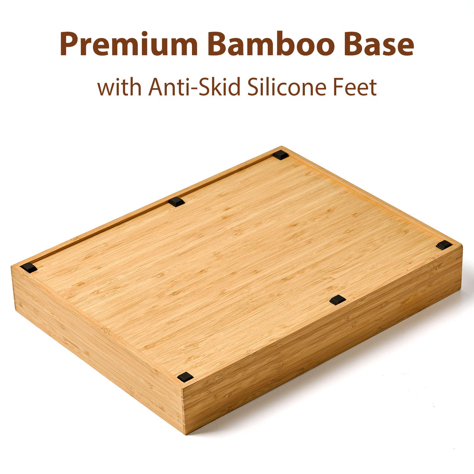 13 Inch Bamboo Kitchen Organizer, 7-Slot Utensil Tray for Drawers, Extra Deep Divider for Forks Spoons Knives and Cooking Tools, Natural Wood Design, Orange