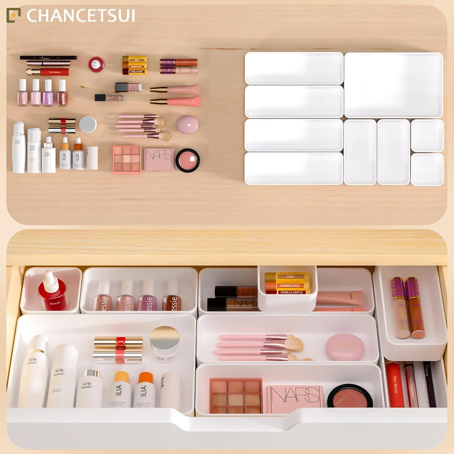 fdbtgysdb 9 Pcs Stackable Drawer Organizer Trays Set  Multifunctional Stackable Storage Trays for Vanity  Bathroom  Kitchen  Desk Drawer Organizer Office. Plastic Drawer Organizers Availa