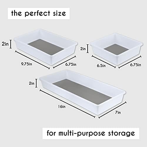 Drawer Organizers 3-Size | Kitchen, Desk, Junk Drawer Organization & Storage Tray [6 Pcs]
