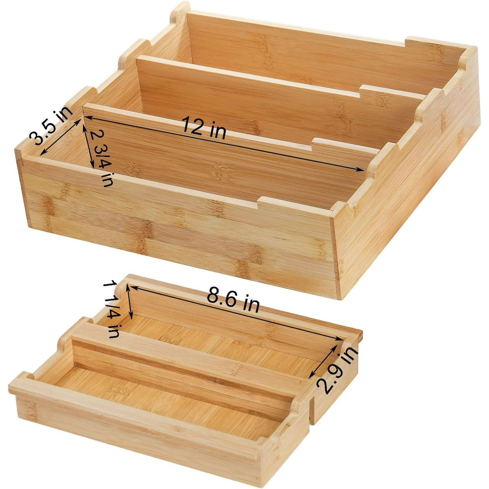 Kitchen Drawer Organizer, 2-Tier Utensil Tray with 5 Compartments, Silverware Storage for Cabinet, Pantry, Drawer