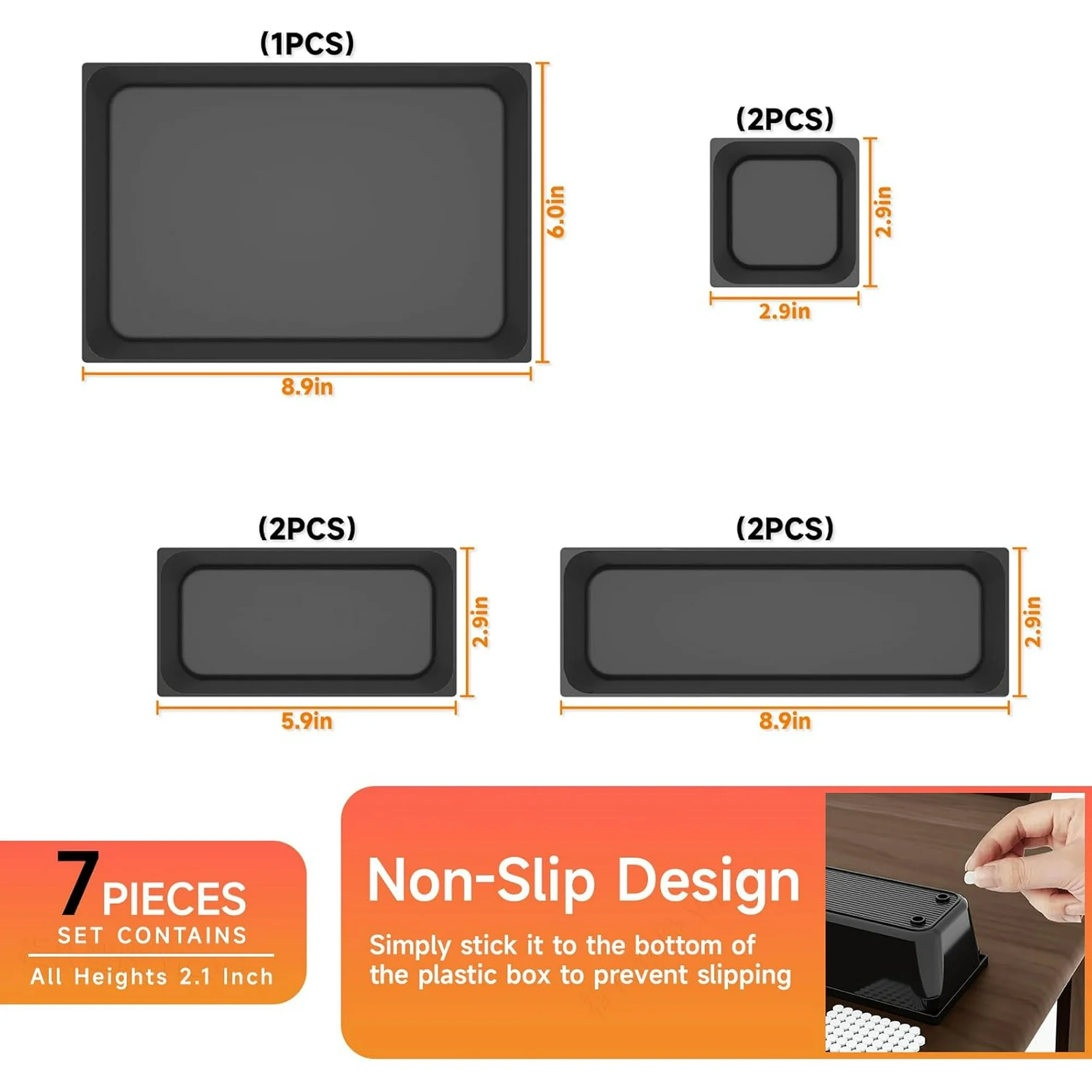 25 pc Clear Plastic Drawer Organizer Set,4 Size Small Storage Containers for Organizing Jewelry,Utensil,Junk,Tea,Makeup,Shallow Drawer Organizers Tray Suitable for Office,Desk,Bathroom,Vanity,Kitchen