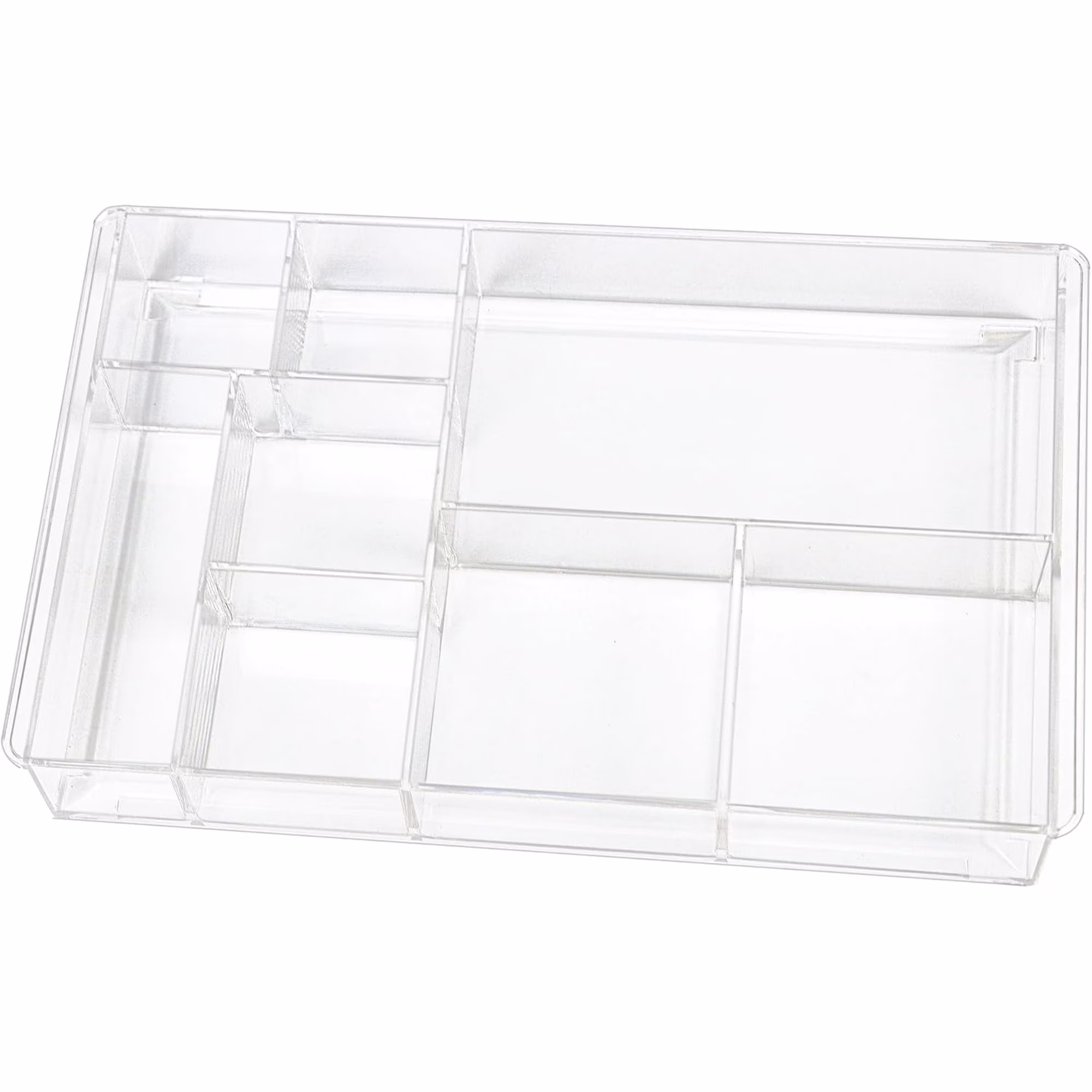 8-Section Clear Drawer Organizer, Large Acrylic Drawer Divider Tray for Desk,Bathroom,Office Makeup,Junk, Plastic Drawers Organizer 13.7x 8.7x 2(8-Section)