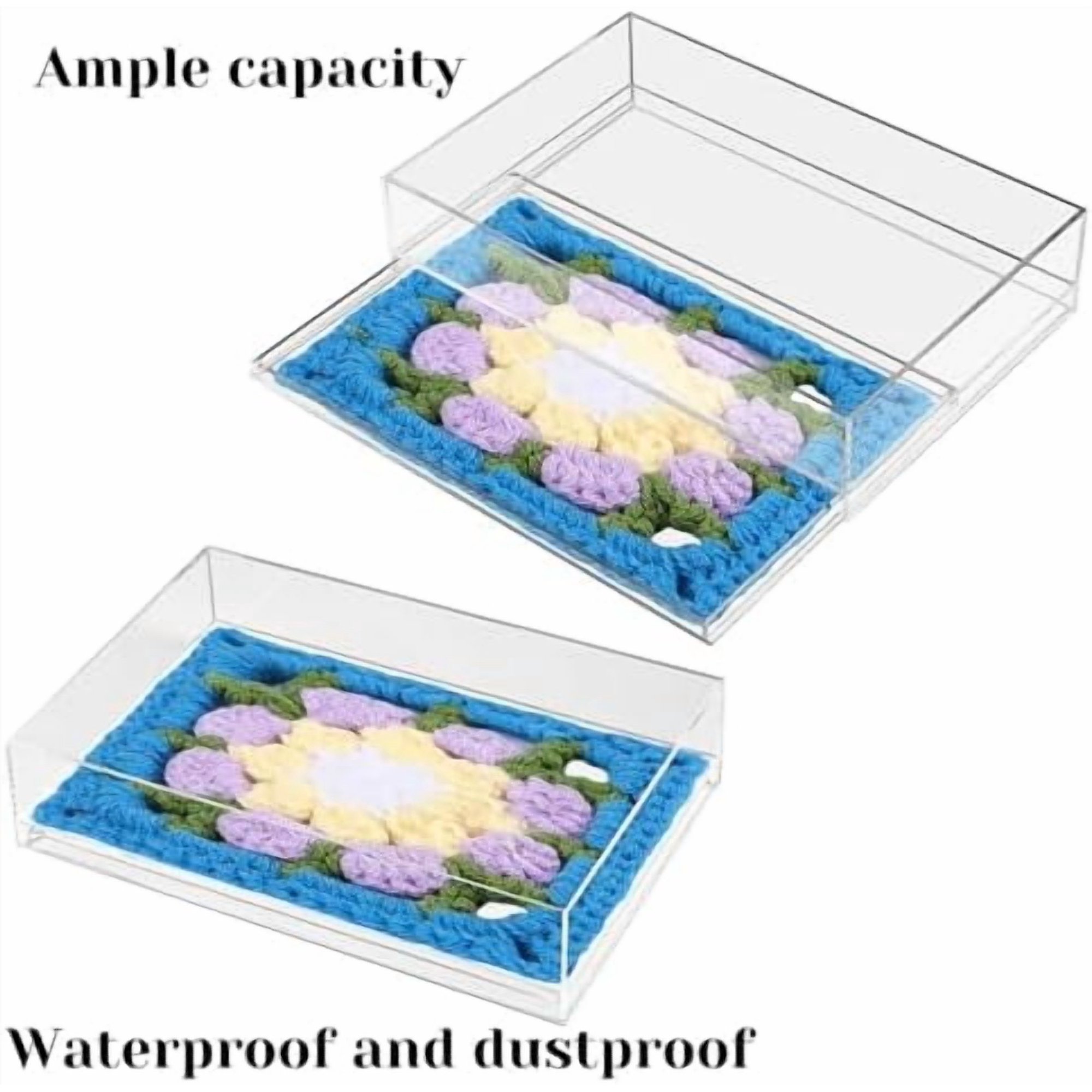 Acrylic Needlepoint Tray 8x 12Large Acrylic Tray with Insert Drawer for Customizable Photos Artwork Fabric Clarity or Messages Display Plastic Drawer Organizer for Vanity Bathroom Kitchen