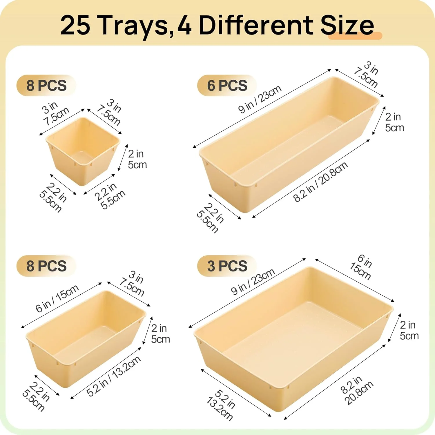 PCS Clear Plastic Drawer Organizers Set, Versatile Bathroom and Vanity Drawer Organizer Trays, Storage Bins for Makeup, Bedroom, Kitchen Gadgets Utensils and Office