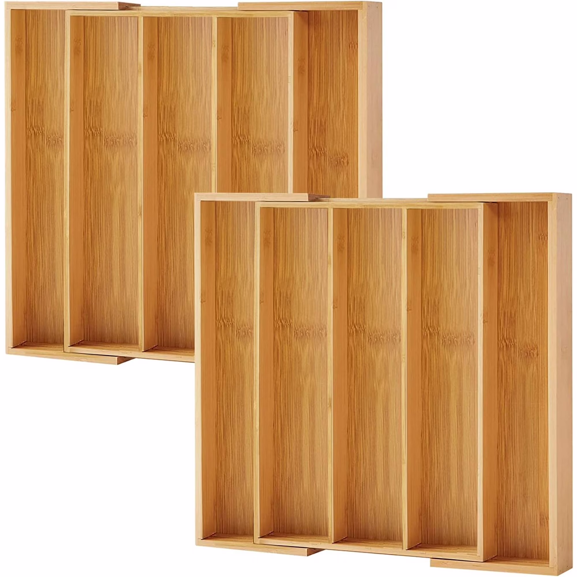 Kitchen Drawer Organizer - Expandable Utensil Drawer Organizer for Kitchen, Cutlery Tray & Silverware Drawer Organizer, Bamboo Drawer Organizer for Utensils & Flatware