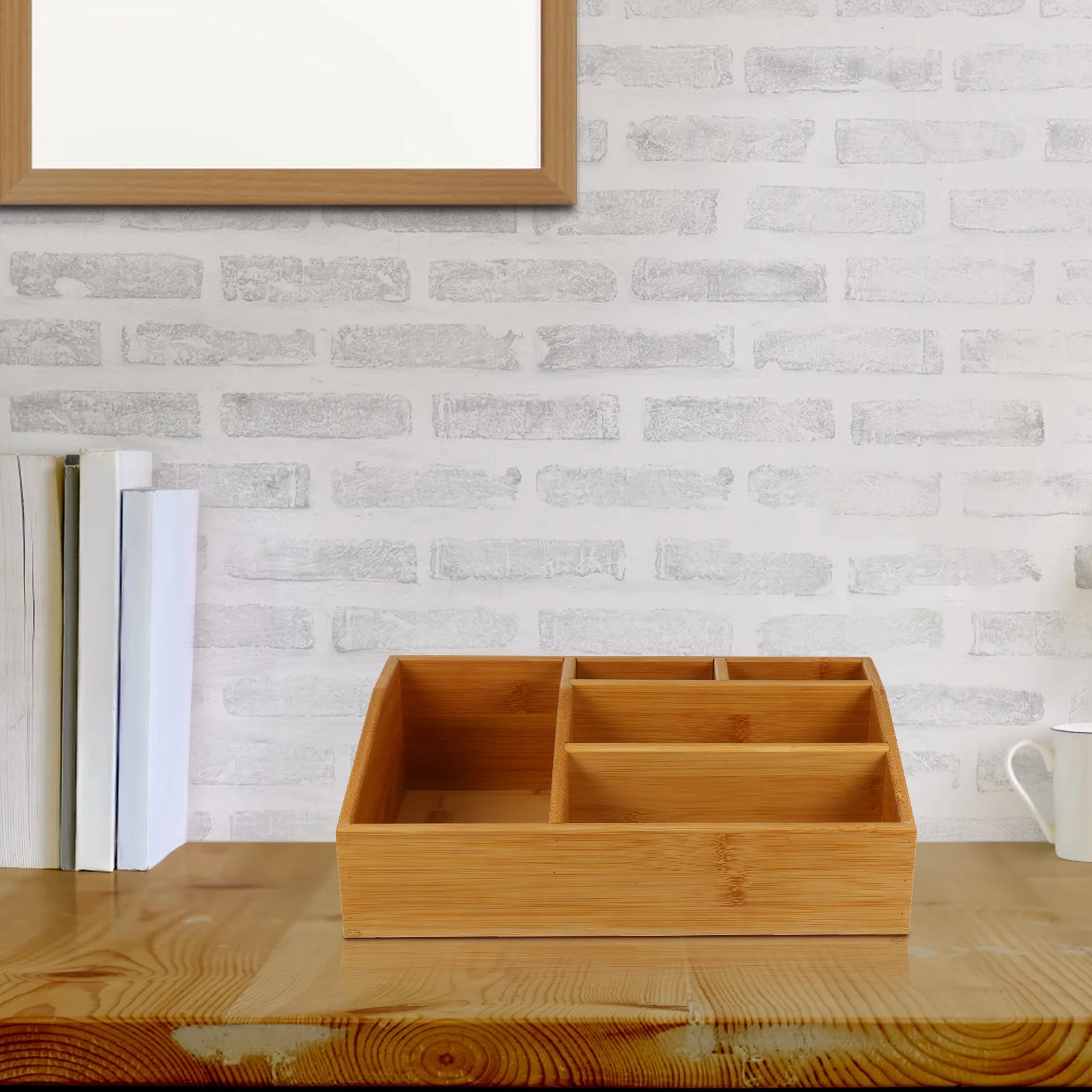 10pcs Desktop Organizer Wooden 5 Compartment Drawer Storage Box Holder Workspace Supplies Storage Tray Sundries Container for Office Supplies Pencils Paperclips