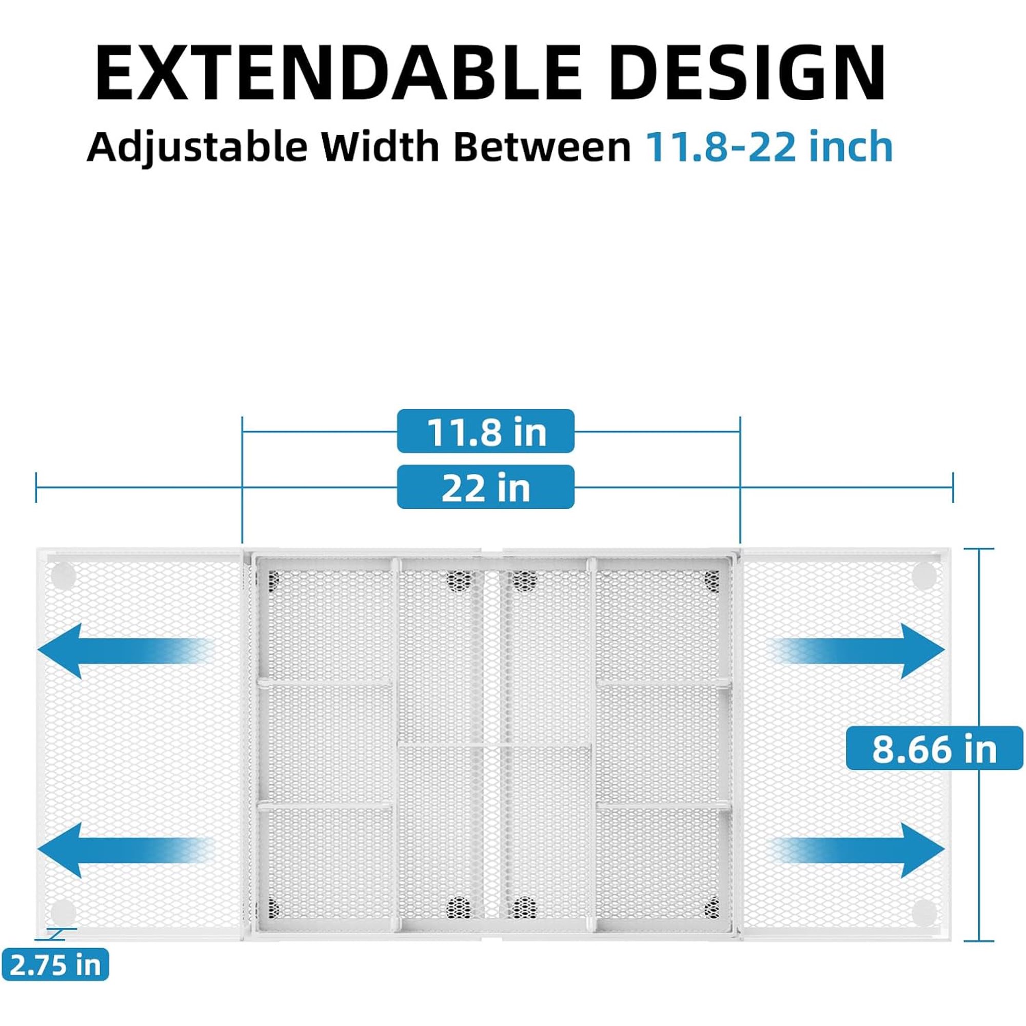 Expandable Desk Drawer Organizer, Mesh Drawer Organizer Tray with 10 Adjustable Compartments, Desk Organizers and Accessories for Office Supplies (Longer Expandable Drawer Organizer-W 2pack)