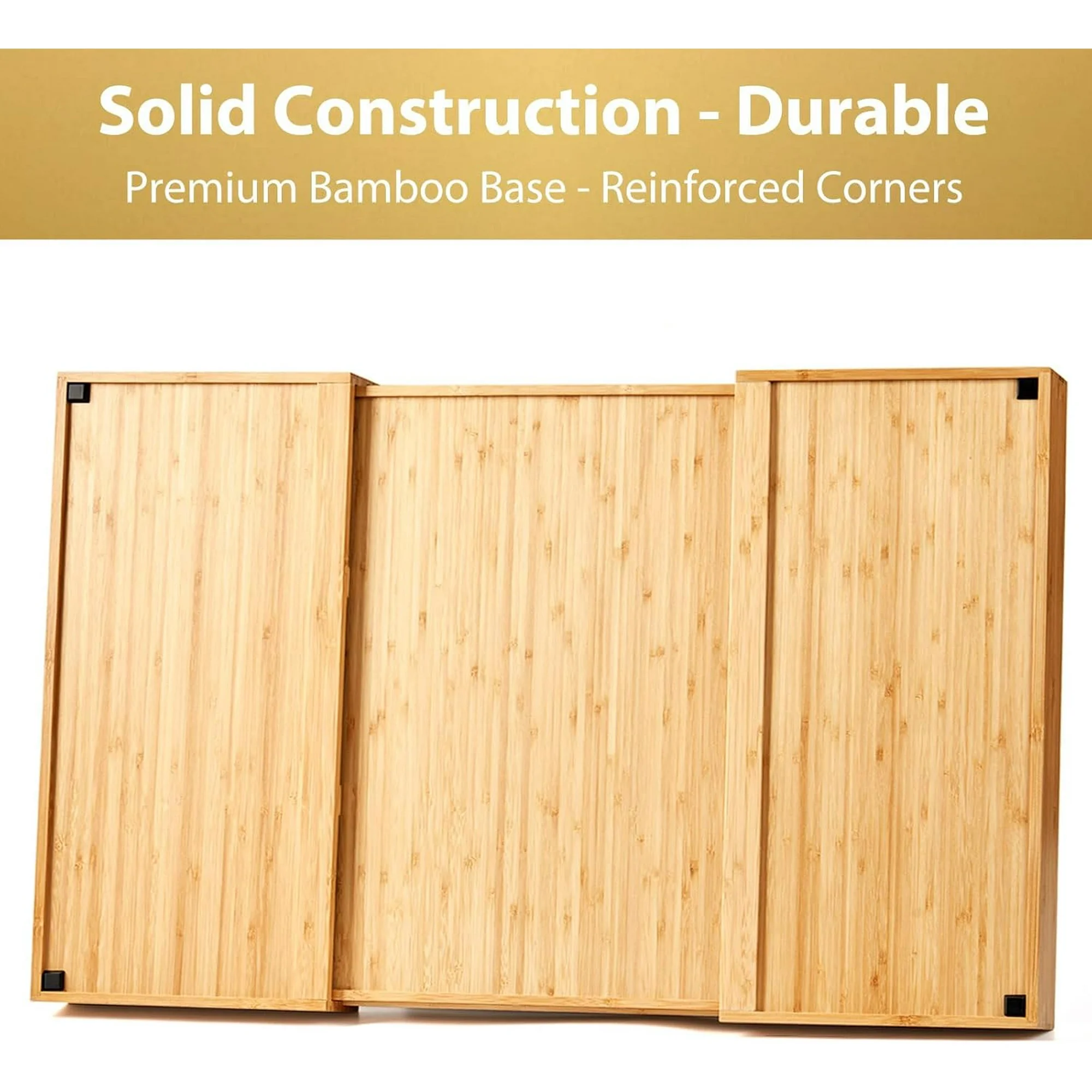 Extra Large Expandable Kitchen Drawer Organizer for Utensil and Junk, 19Deep for Big Drawer, 17to 28Adjustable Bamboo Wood Drawer Divider, Cutlery Tray, Flatware Holder