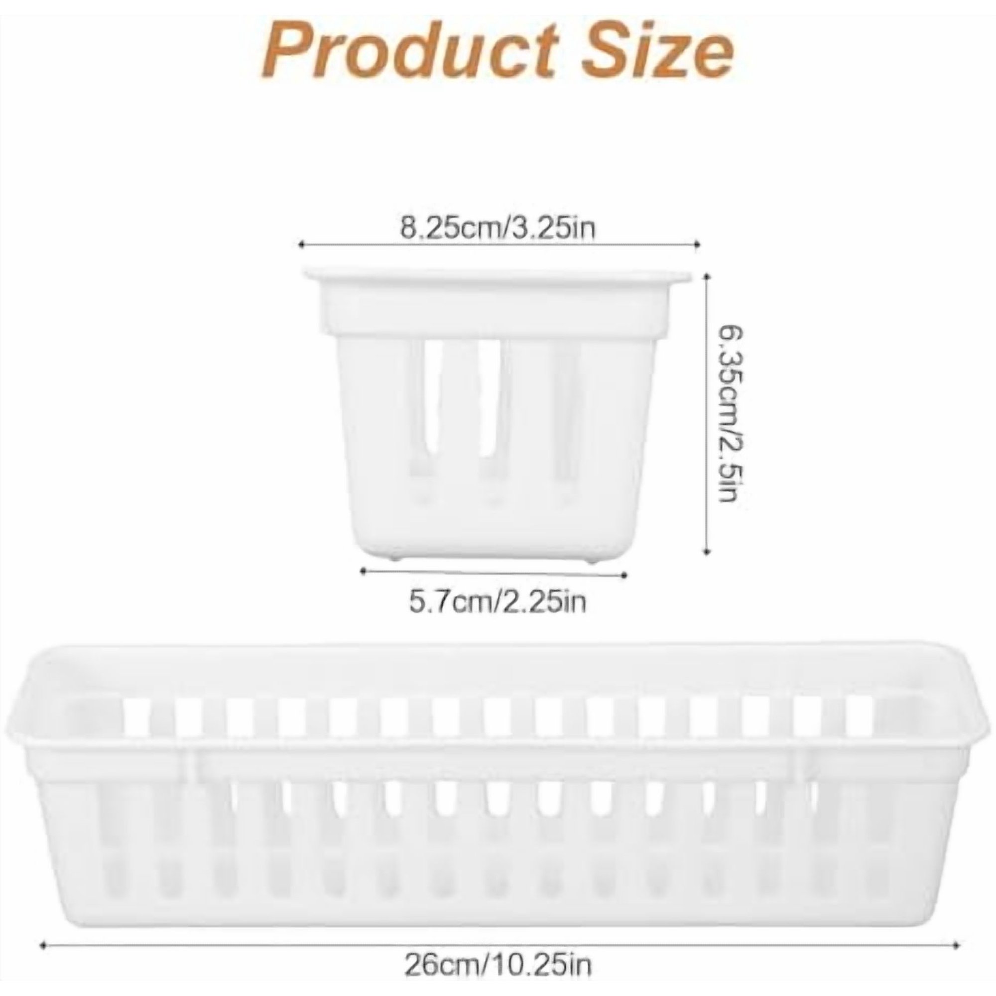 12 Pack Slim Plastic Storage Baskets Tray for Organizing 10.25 x 3.25 x 2.5 Inch Small Narrow Storage Bins Stackable Drawer Pencil Trays Holder for Desk Garage Cabinet Containers(White)