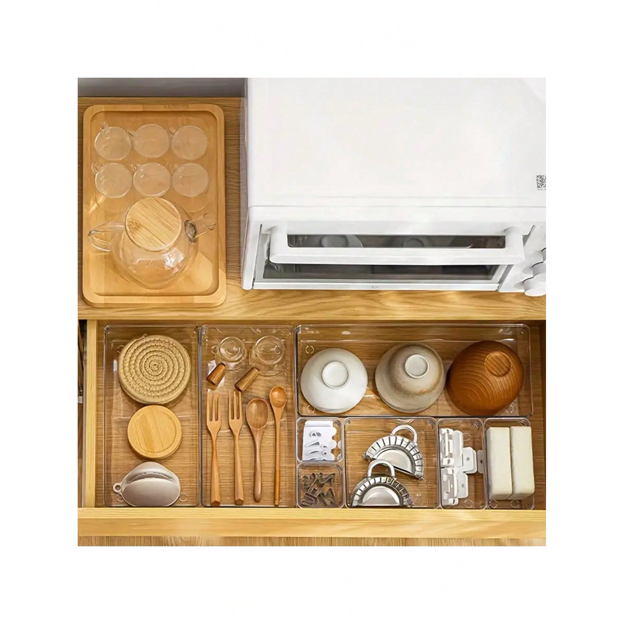 Clear Plastic Drawer Organizers Set, 4-Size Versatile Bathroom And Vanity Drawer Organizer Trays, Storage Bins For Makeup, Bedroom, Kitchen Gadgets Utensils And Office